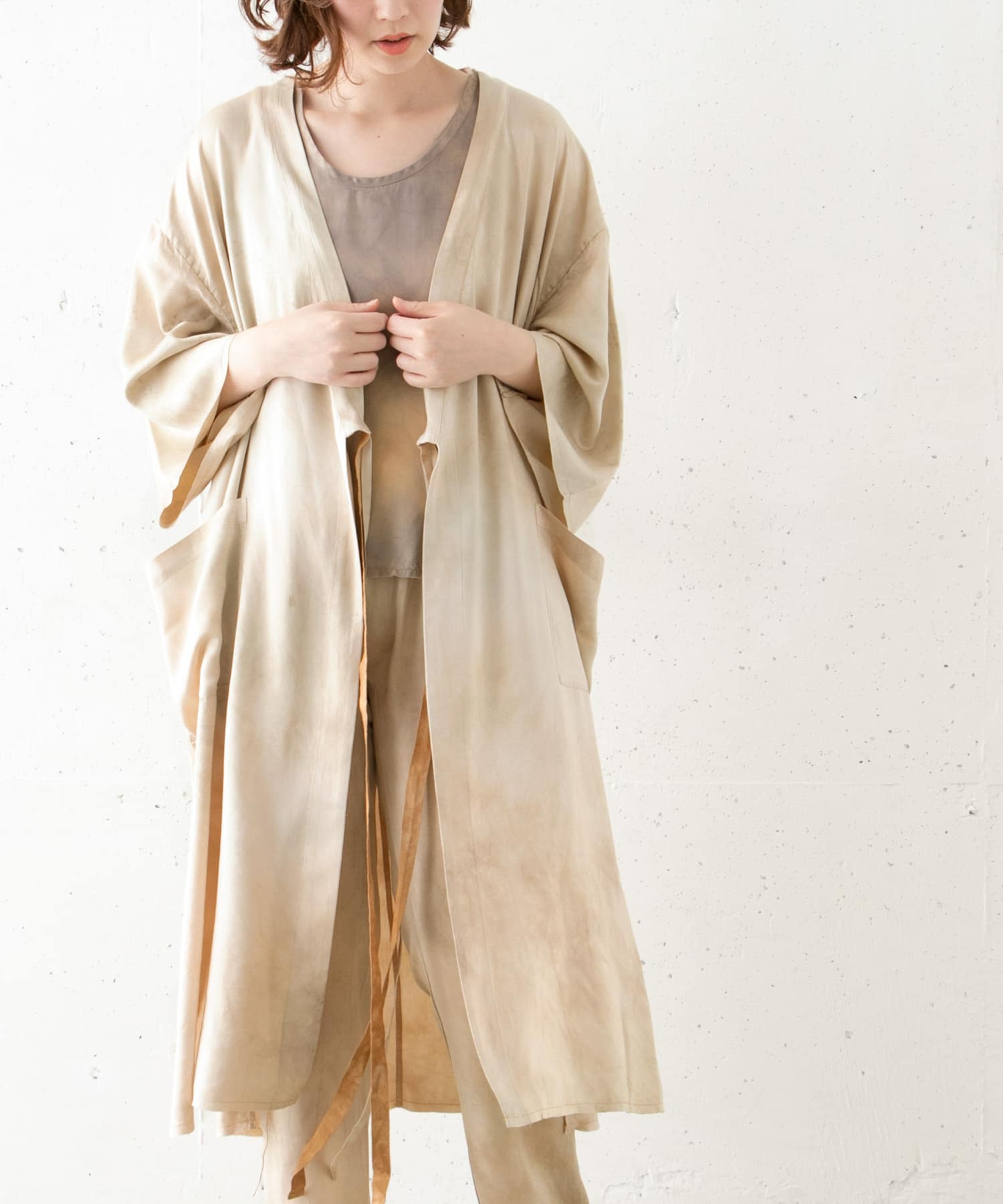 TANAKA　SILK KIMONO ROBE WHITE SAND S