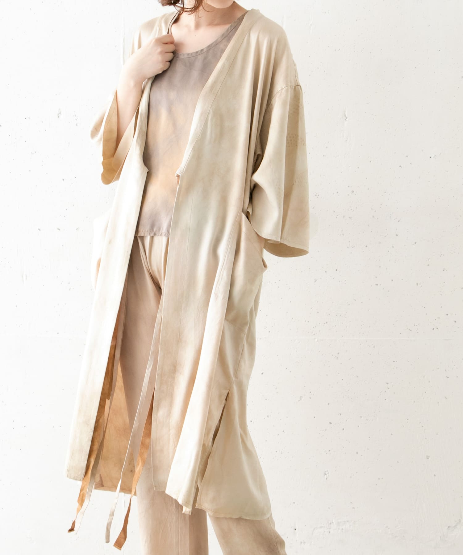 TANAKA　SILK KIMONO ROBE WHITE SAND S