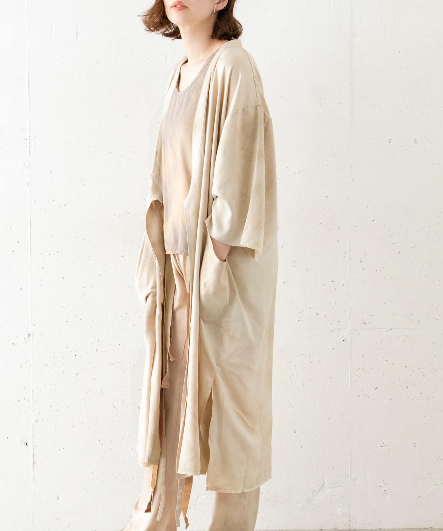 TANAKA　SILK KIMONO ROBE WHITE SAND S