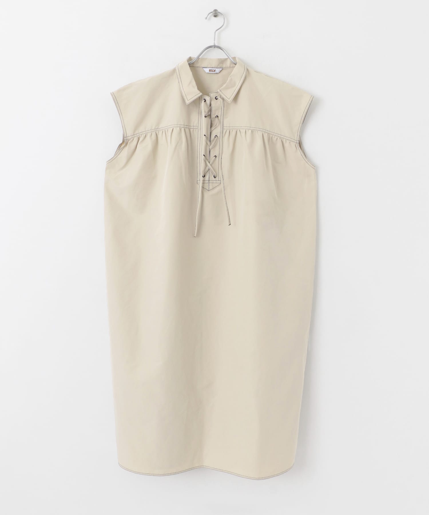 ELY　LACEUP A-LINE ONEPIECE BEIGE FREE