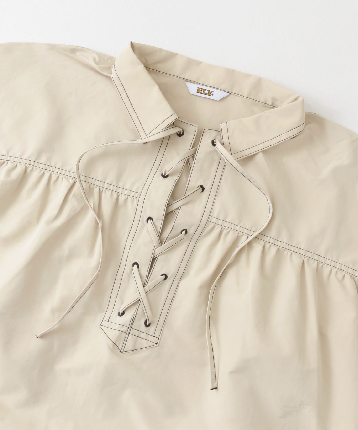 ELY　LACEUP A-LINE ONEPIECE BEIGE FREE