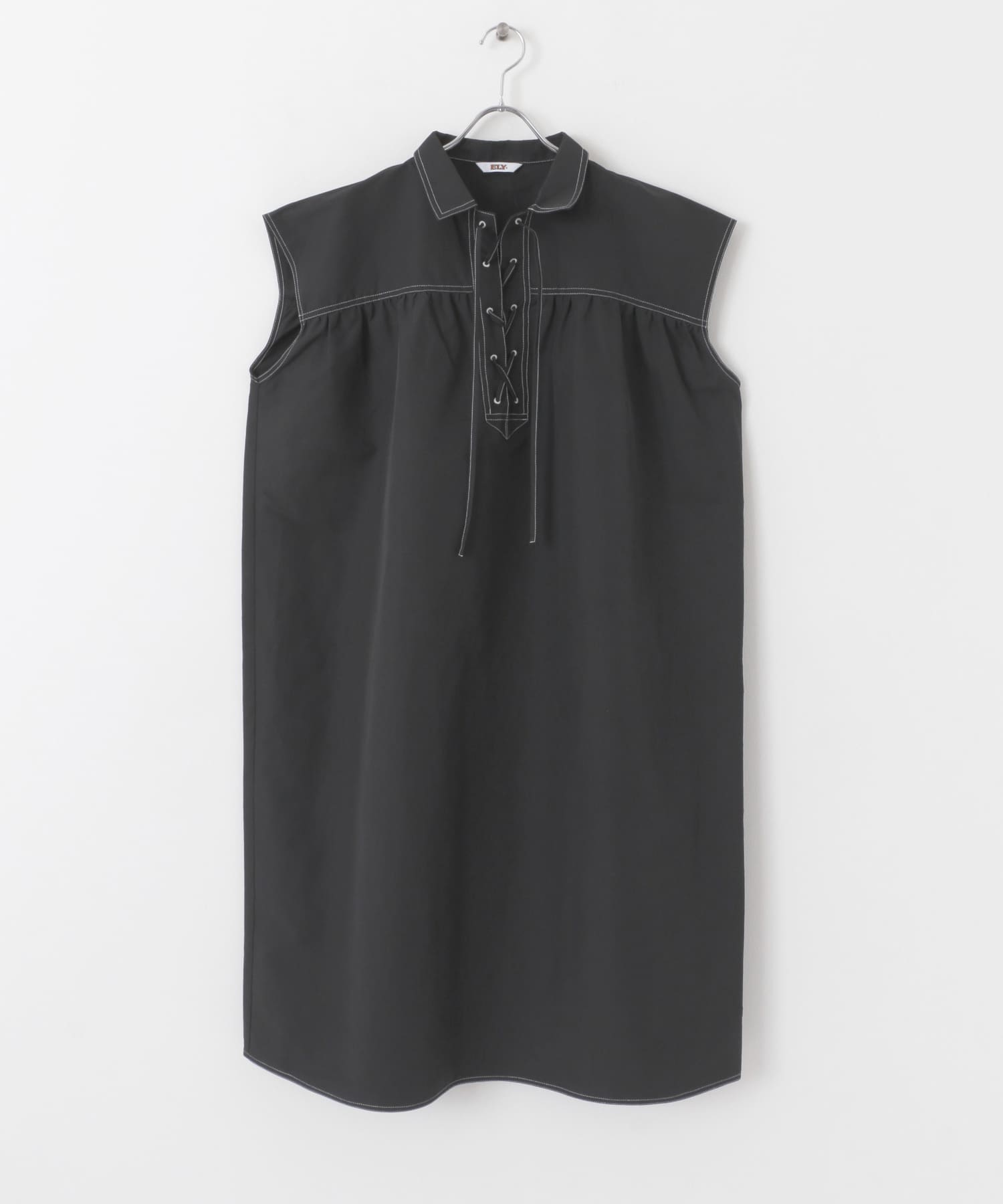 ELY　LACEUP A-LINE ONEPIECE BLACK FREE
