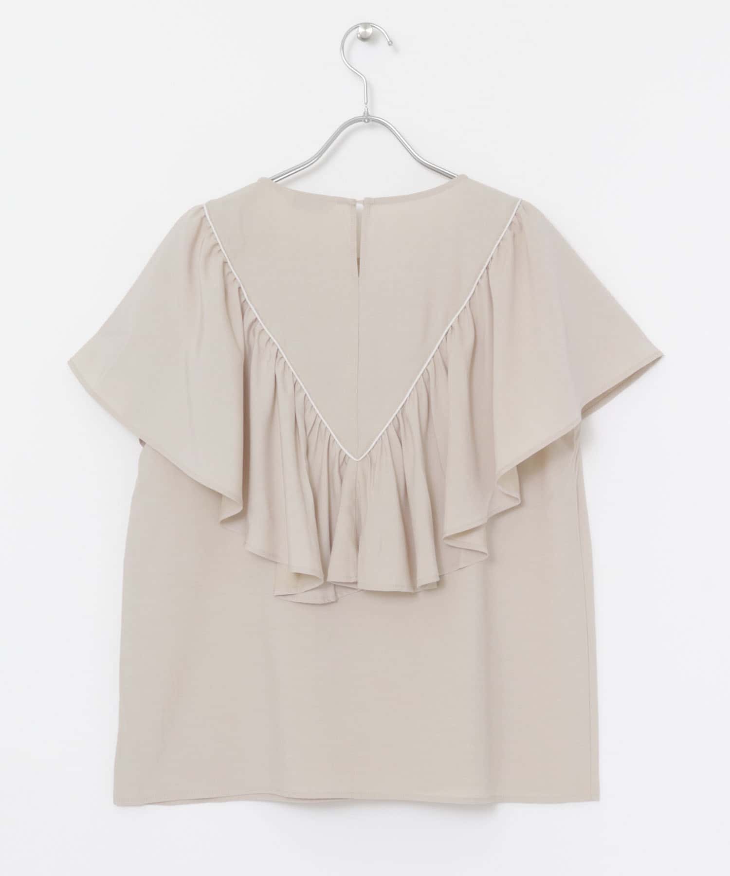 ELY　RUFFLE FRILL BLOUSE BEIGE S