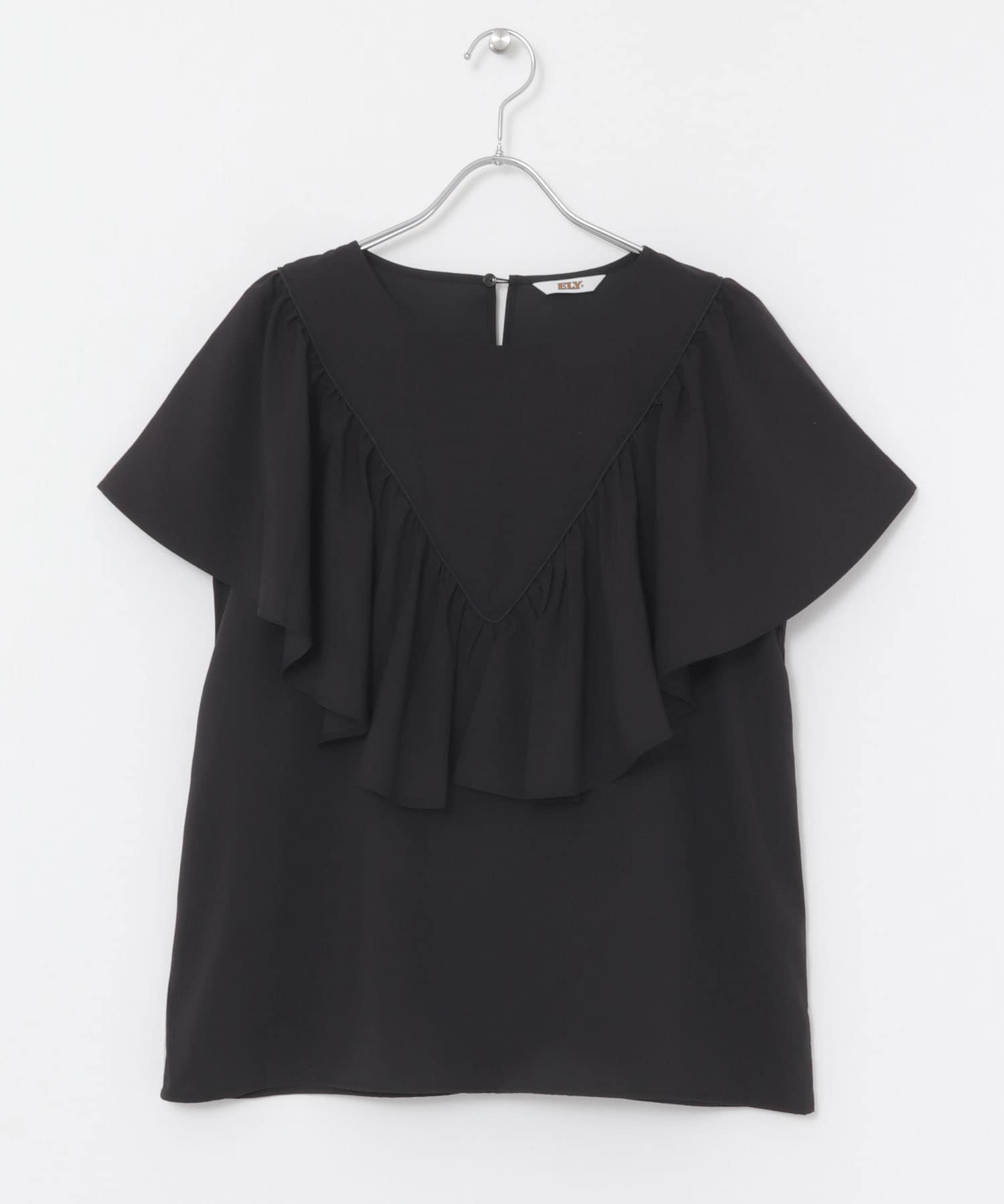 ELY　RUFFLE FRILL BLOUSE BLACK S
