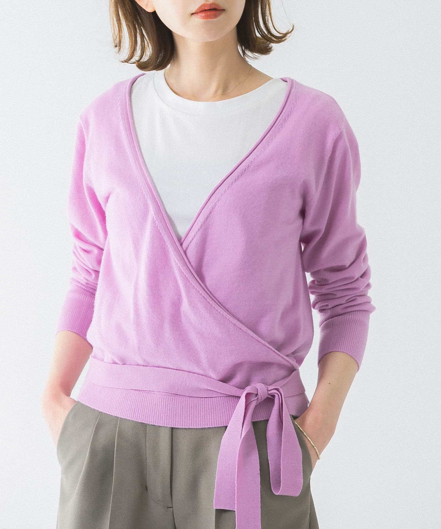 w cashmere　wrap cardigan