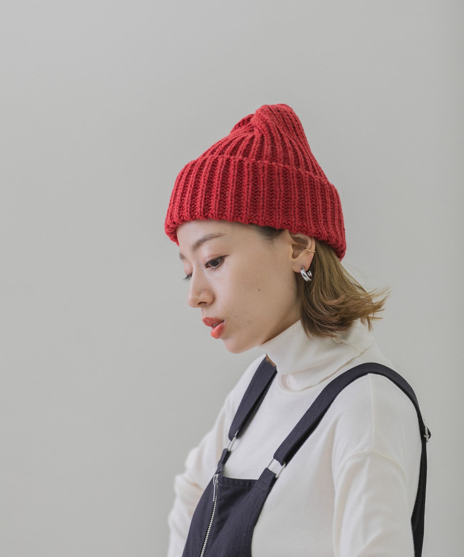 CLIPPER　リブニット帽 レッド FREE