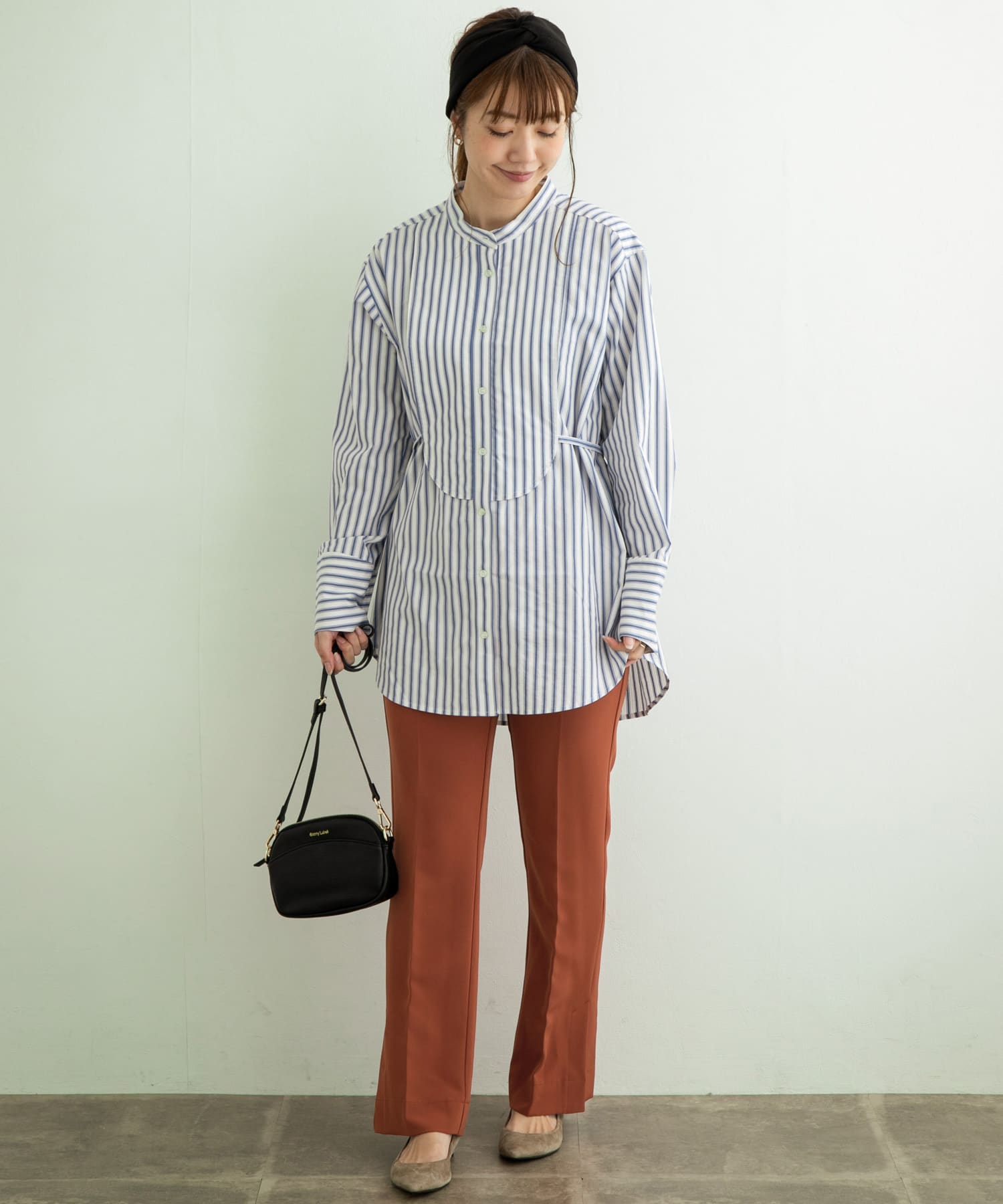 センタープレスフレアパンツ オレンジ 36