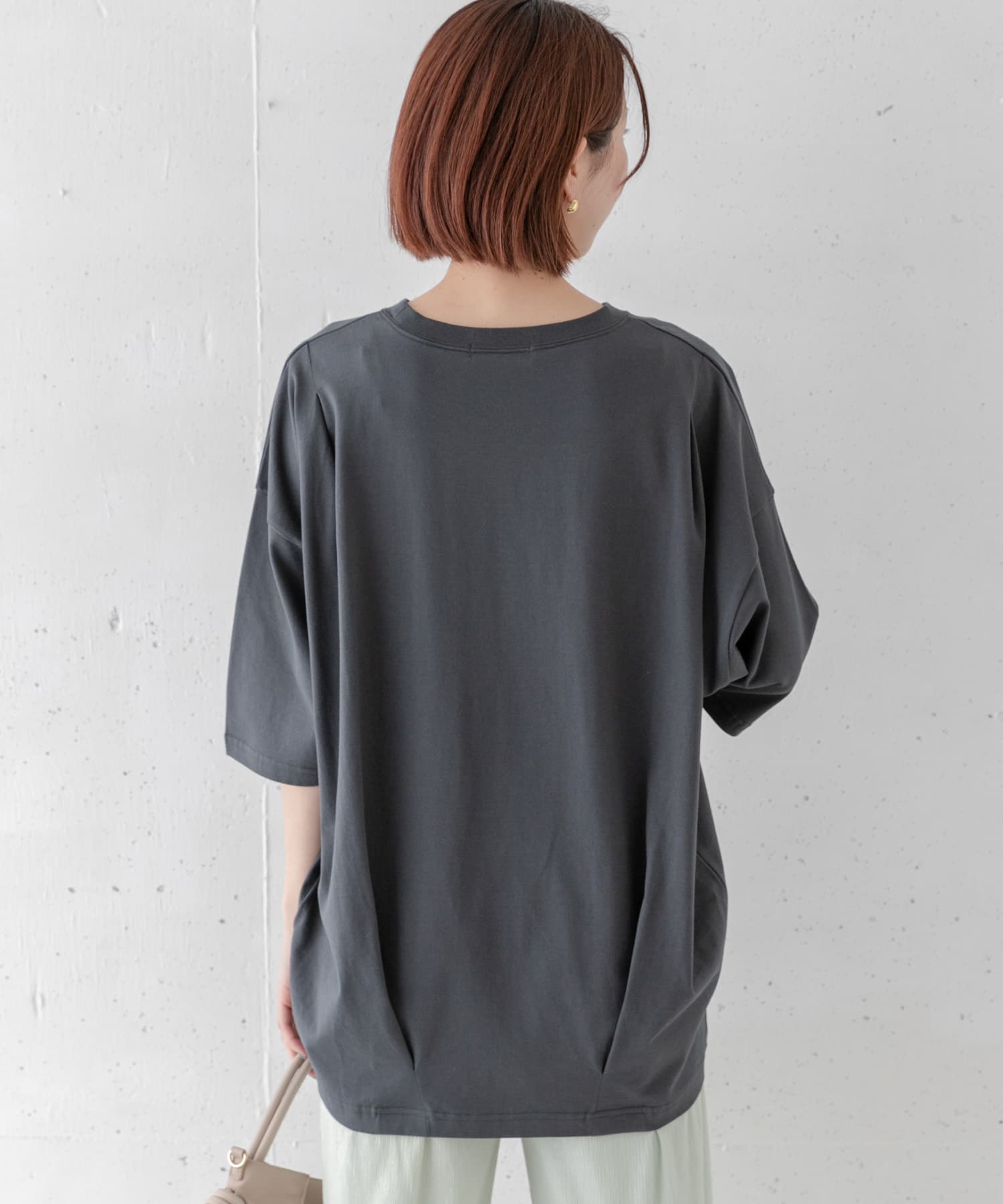 オーバーチュニックTシャツ ダークグレー FREE