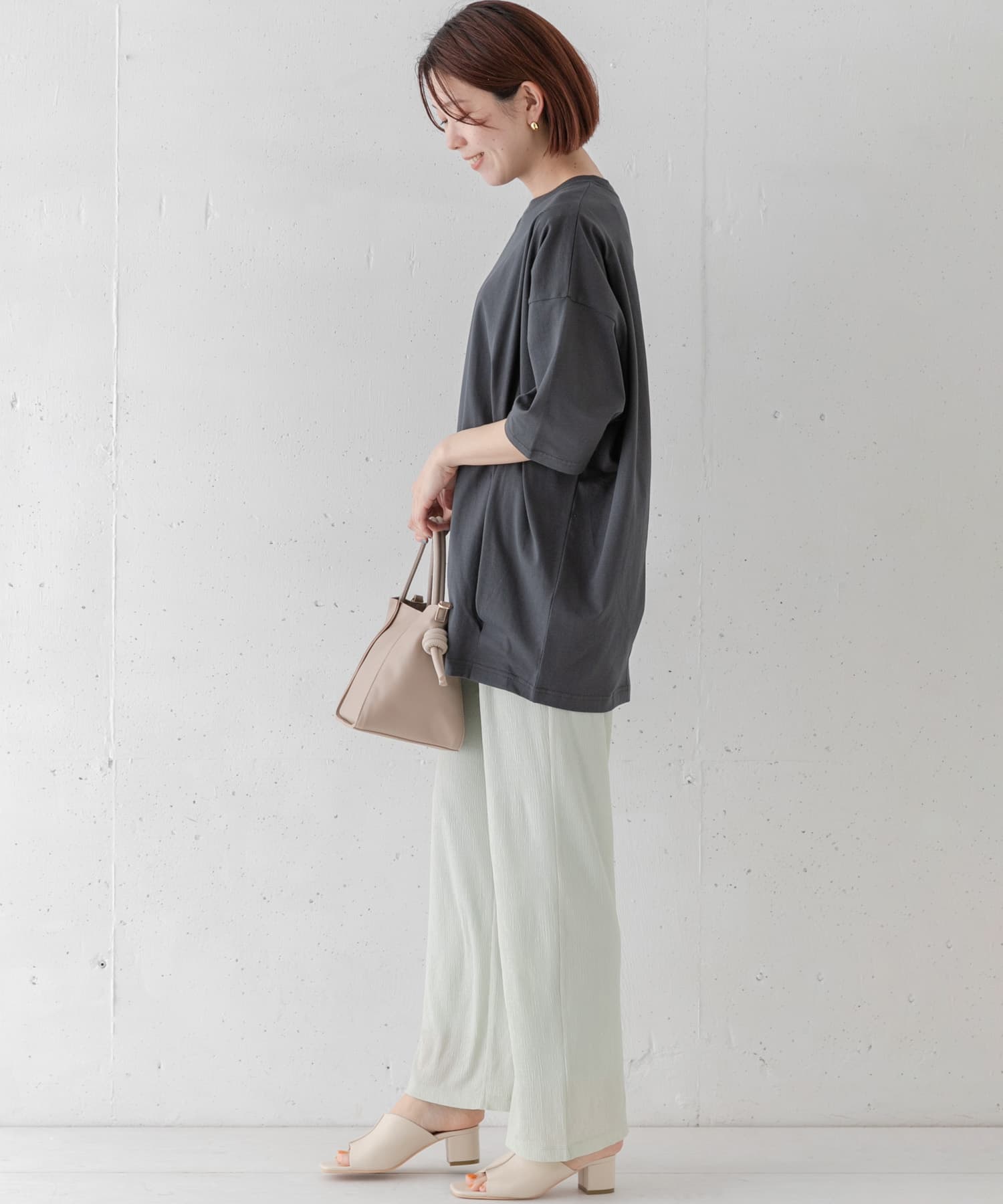 オーバーチュニックTシャツ ダークグレー FREE