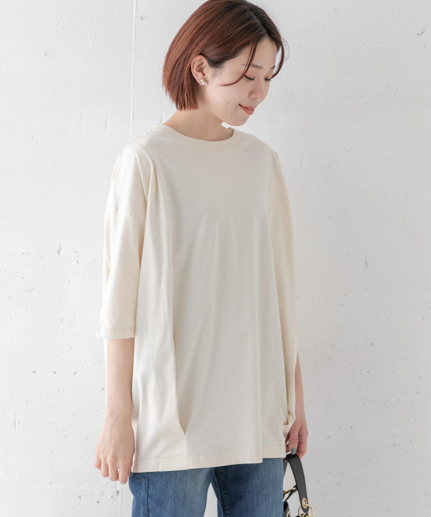 オーバーチュニックTシャツ オフ FREE