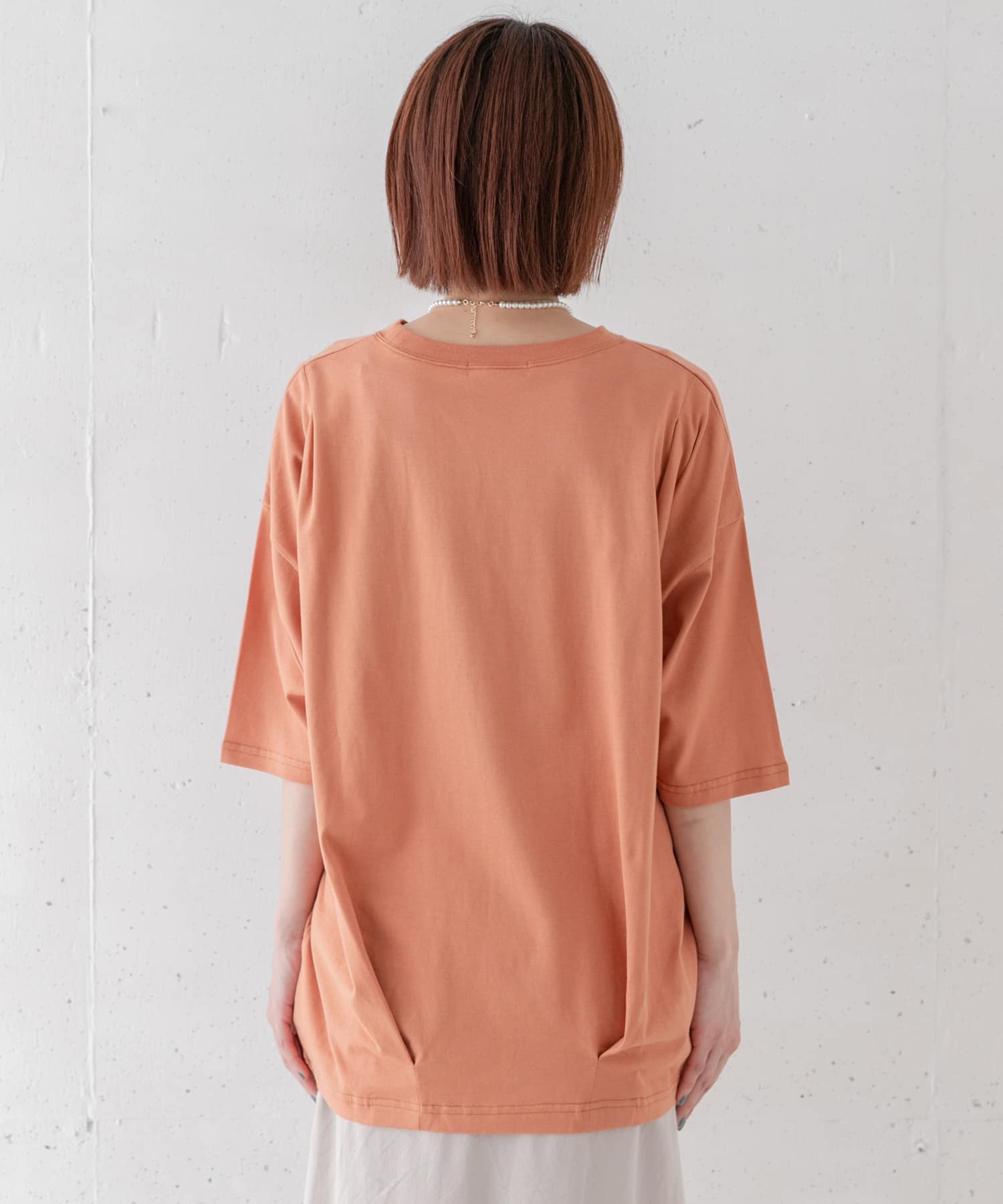 オーバーチュニックTシャツ オレンジ FREE