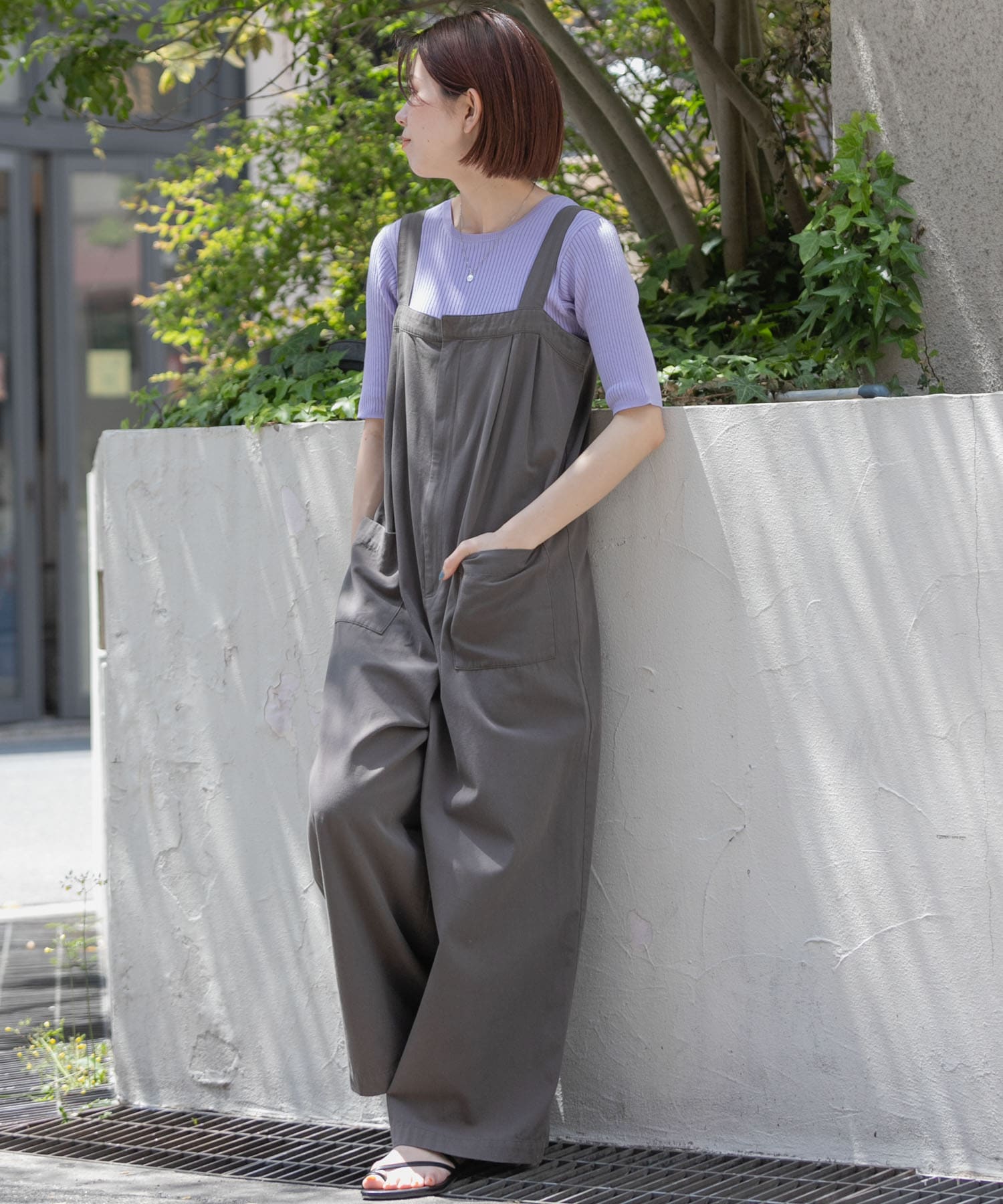 ベーシックリブニットTシャツ ライトパープル FREE