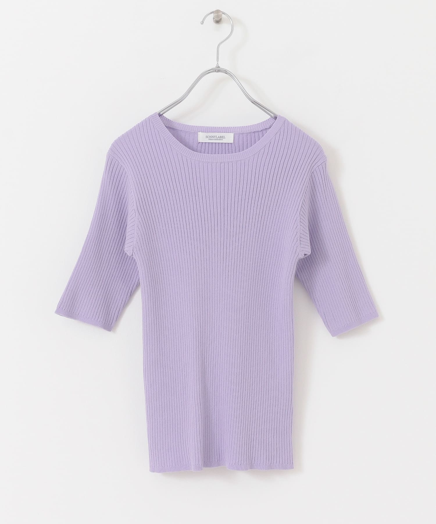 ベーシックリブニットTシャツ ライトパープル FREE