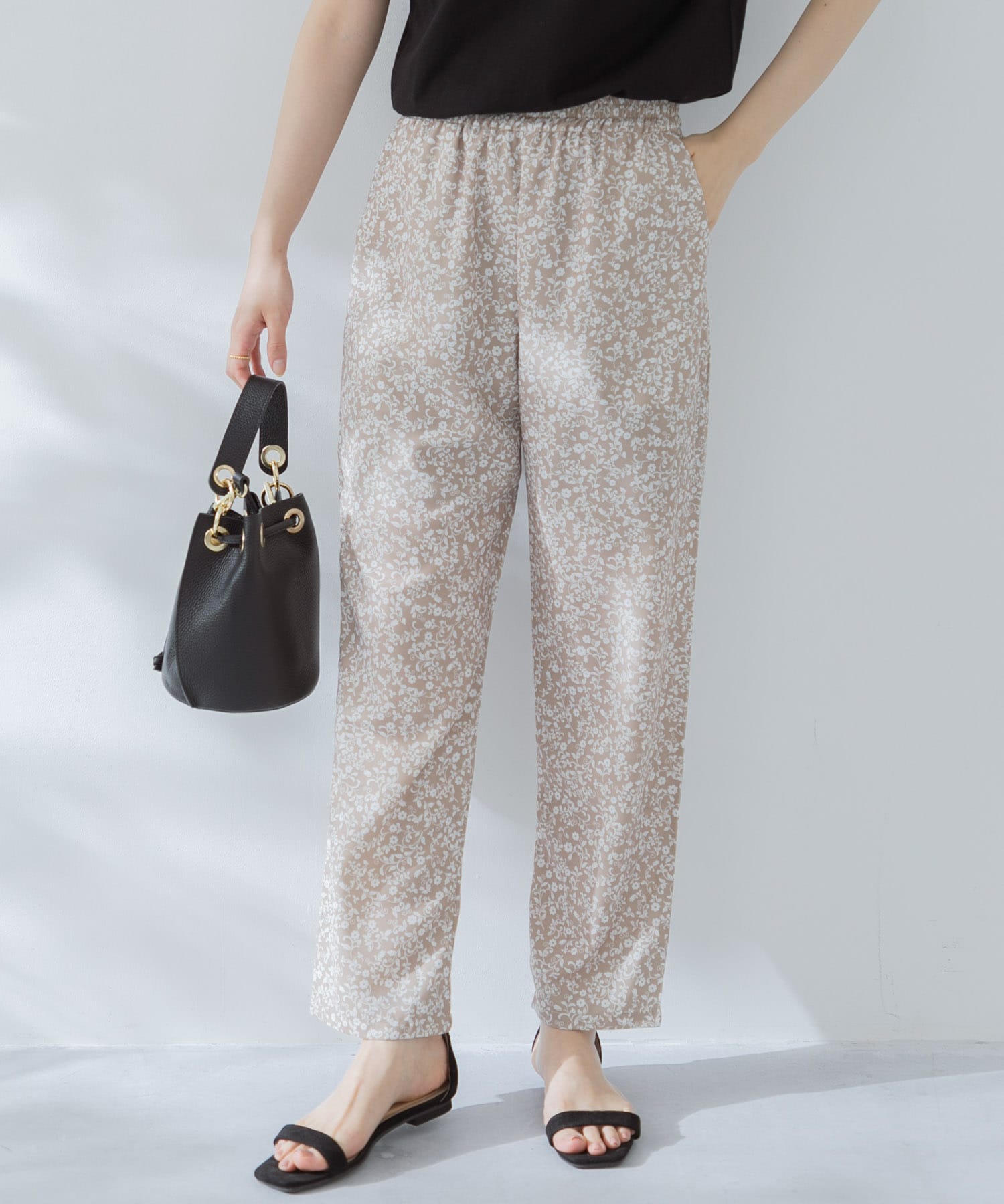 『セットアップ対応』 フラワープリントイージーパンツ