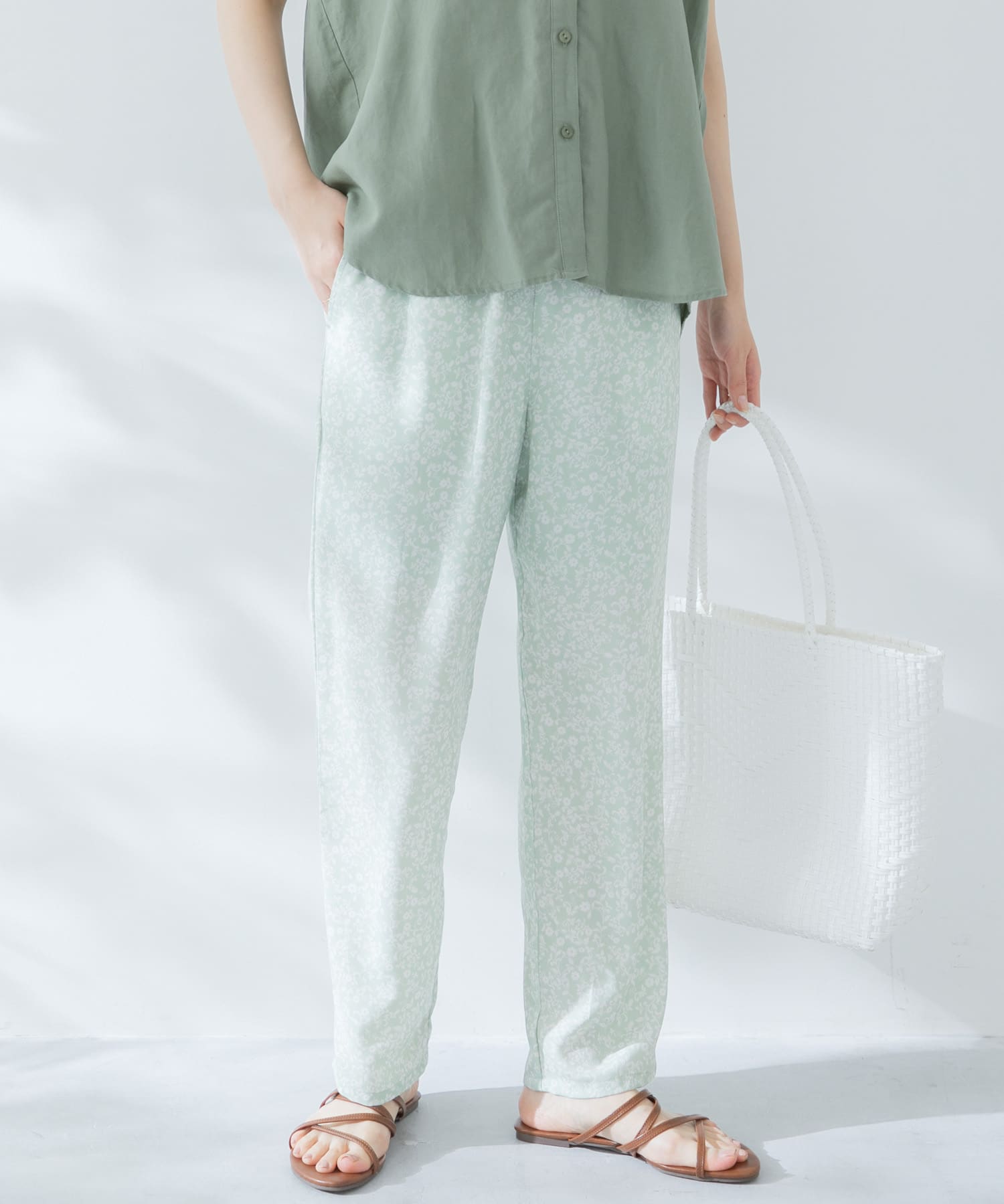 『セットアップ対応』 フラワープリントイージーパンツ