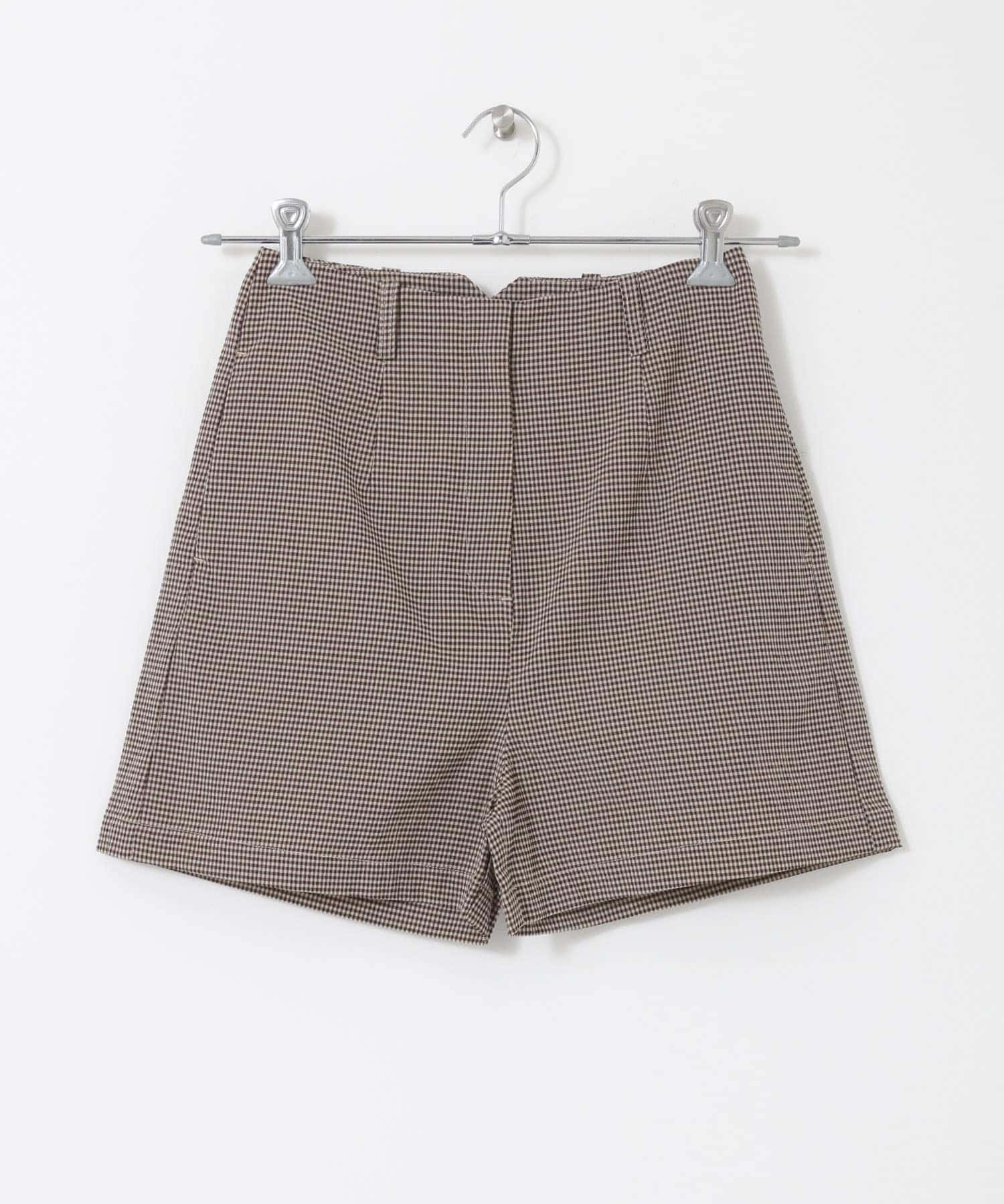 OOPS　ソロテックスチェックショートパンツ ブラウン 36