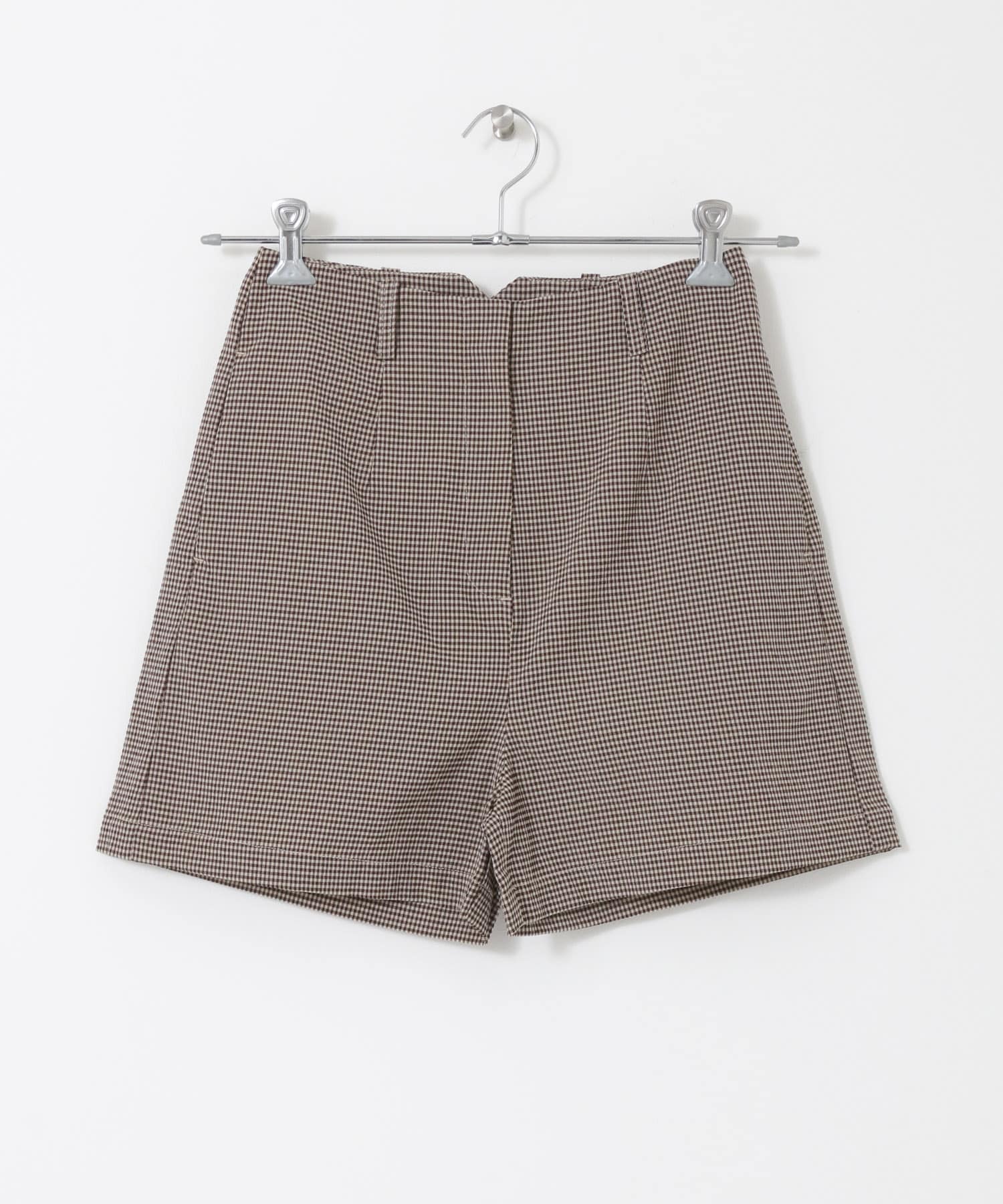 OOPS　ソロテックスチェックショートパンツ ブラウン 36