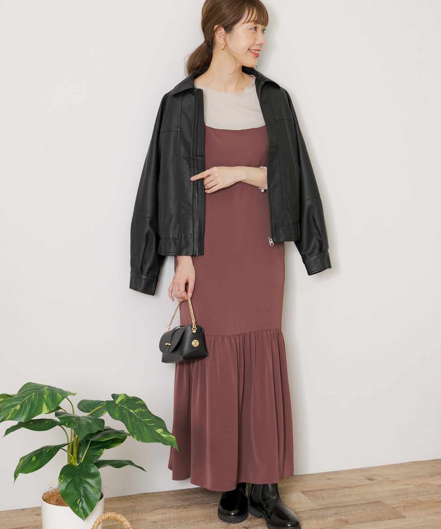 ワンティアードキャミワンピース