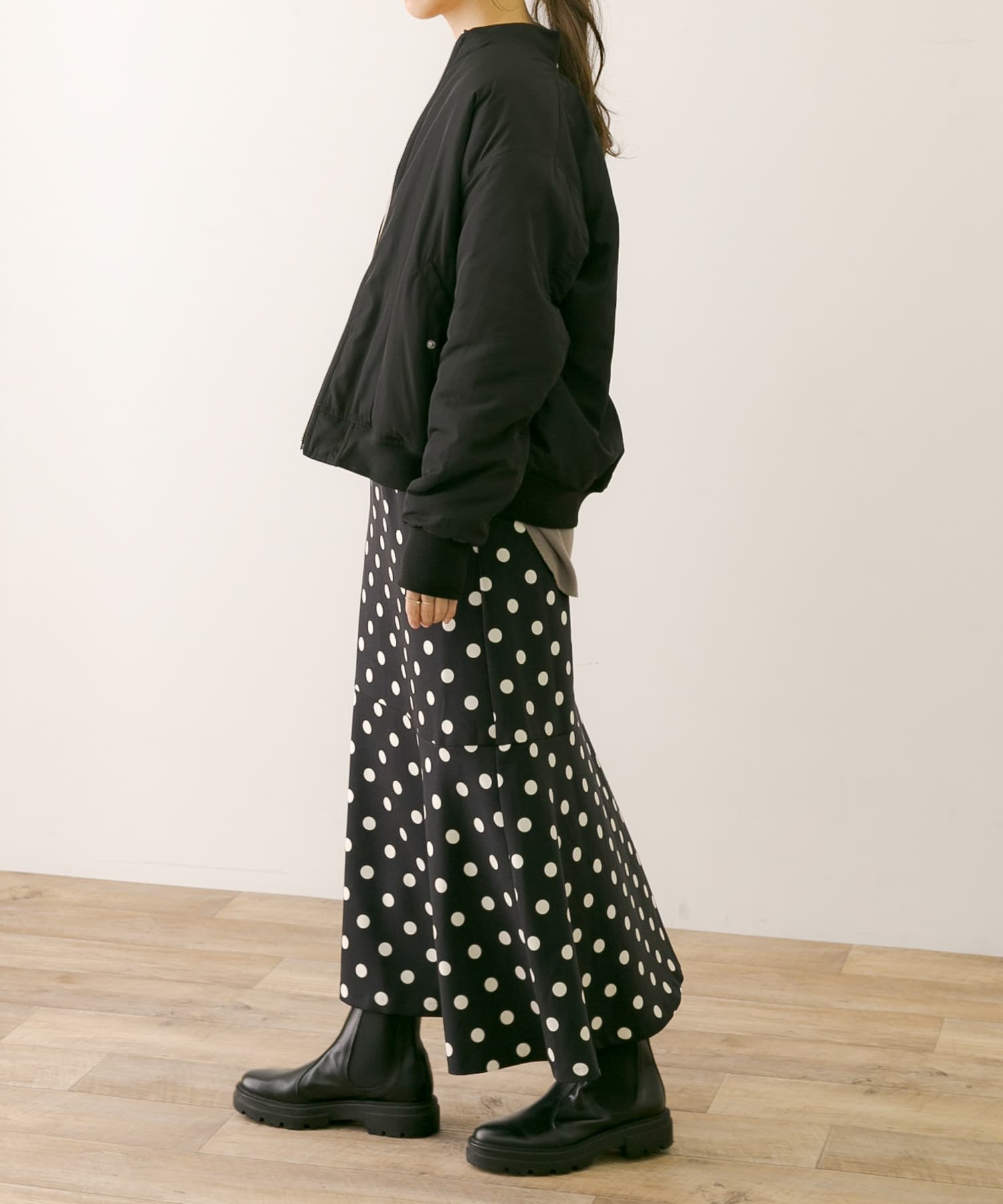 URBAN FORESTポルカドット アートプリント ラップスカート ポルカドットトラペーズスカート(36 ブラウン): スカート｜URBAN