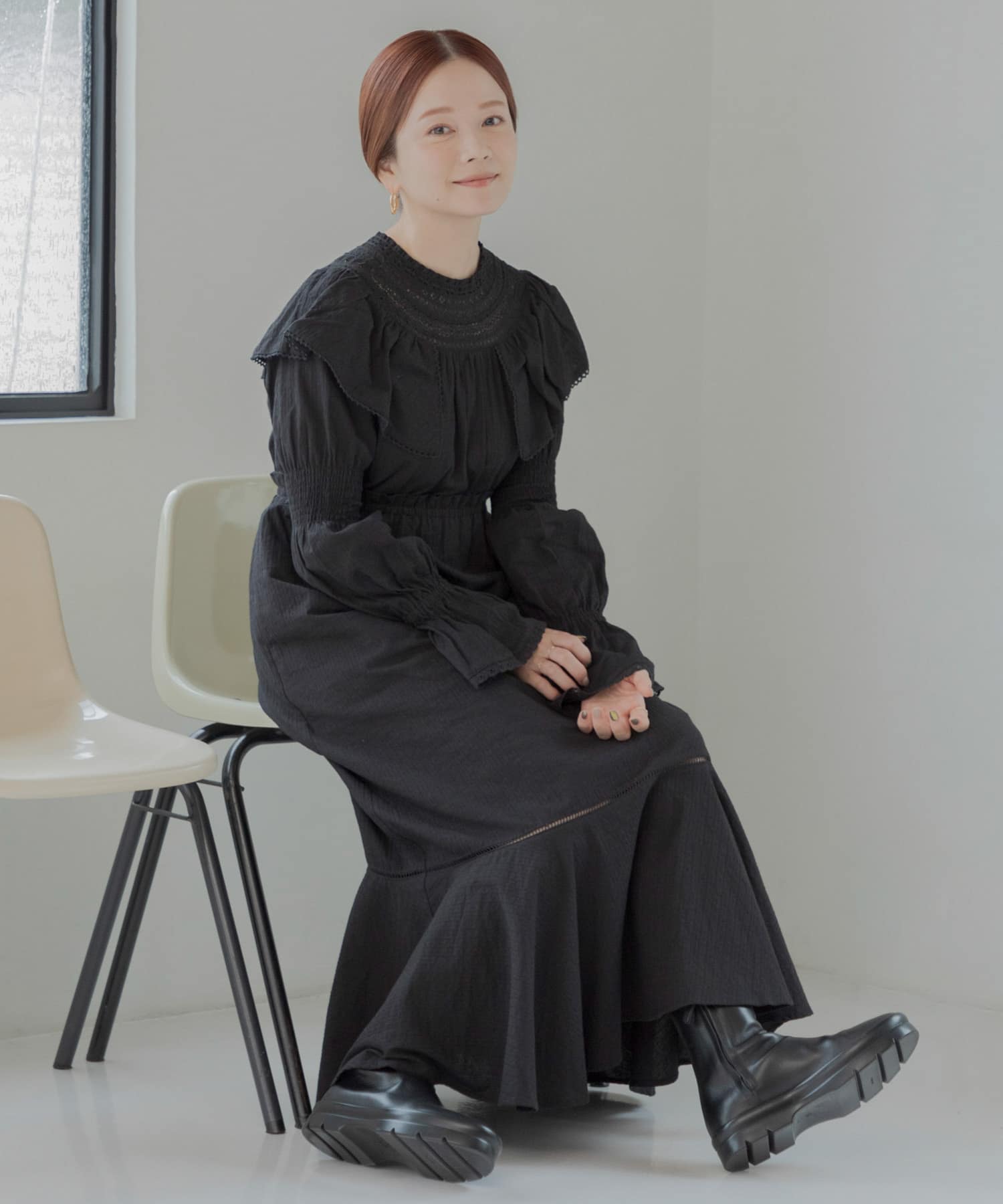 【ほぼ未使用】ブリーフィング　Sサイズ　黒　ワンピース NaokoTakayamaコラボフリルone-piece(36 ブラック): ワンピース｜URBAN