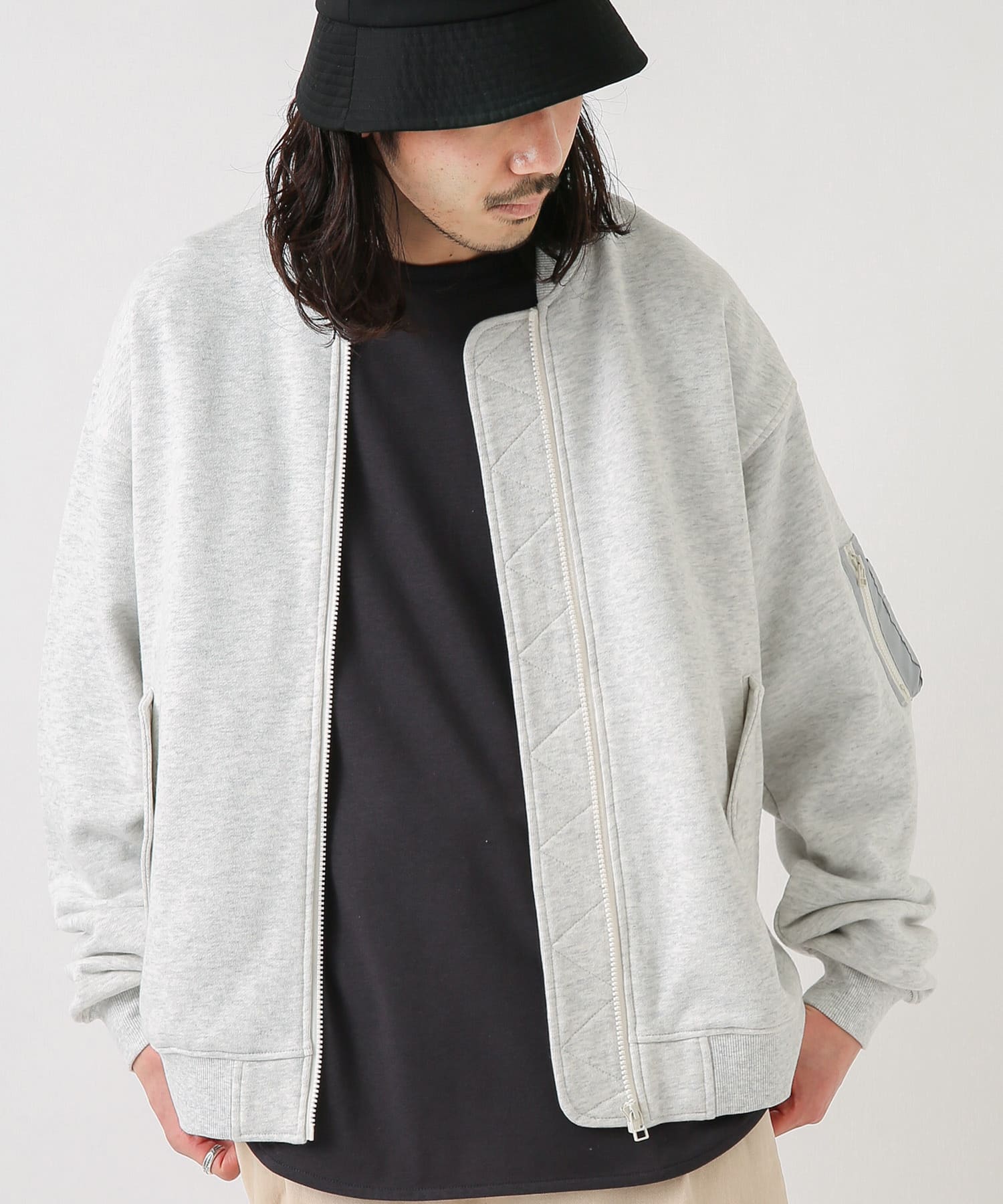 裏毛スウェットMA-1ブルゾン