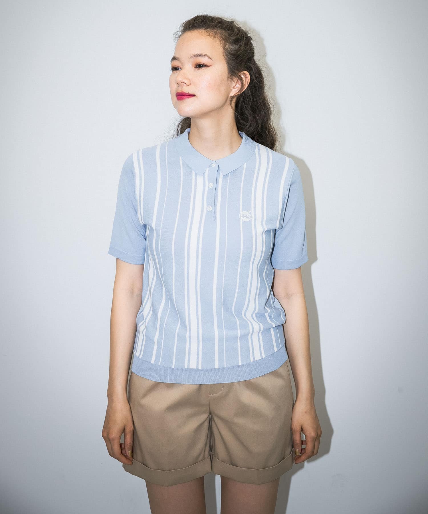 OOPS ストライプ半袖ポロシャツ(FREE WHT×NAVY): トップス｜URBAN