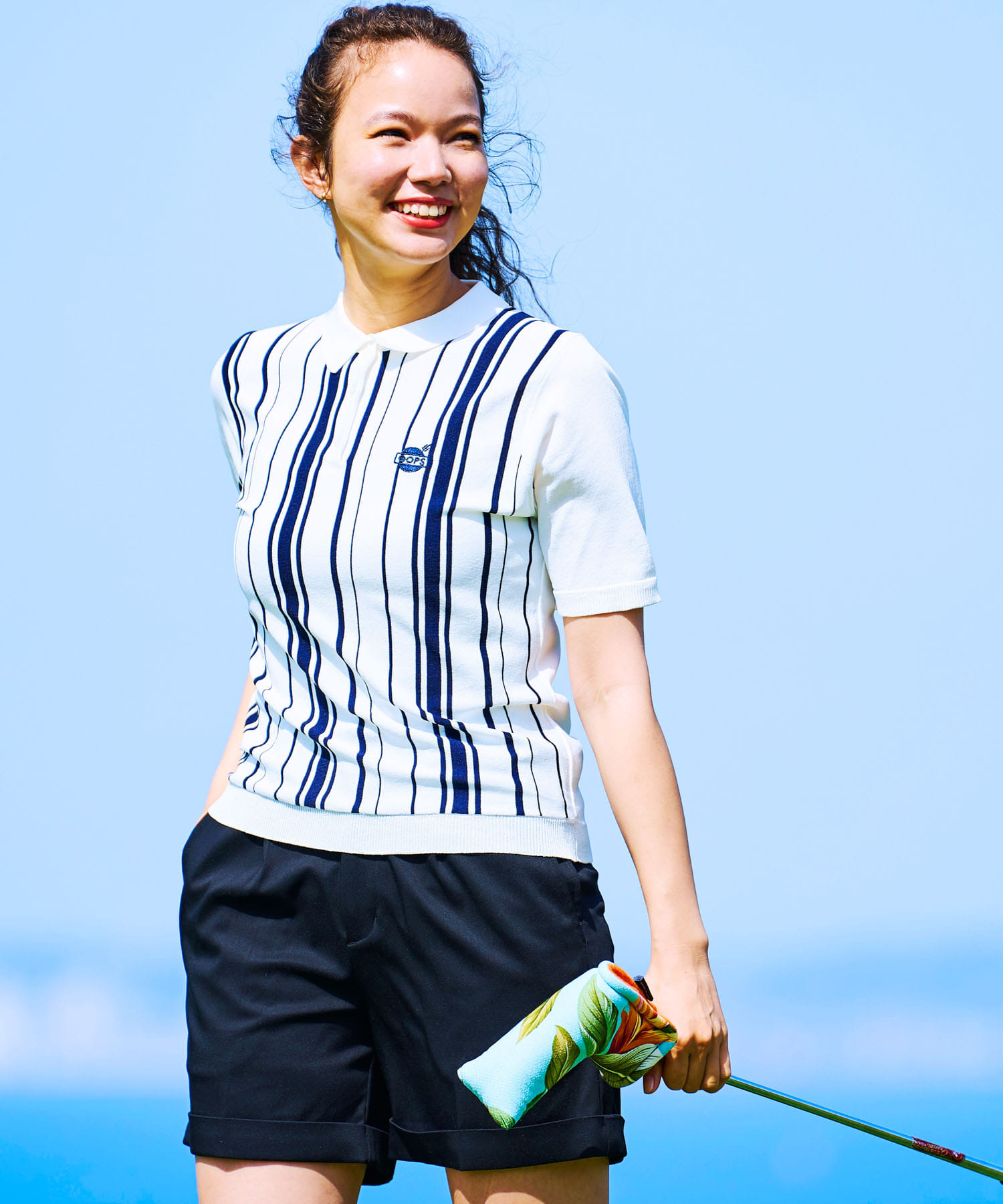 OOPS ストライプ半袖ポロシャツ(FREE WHT×NAVY): トップス｜URBAN