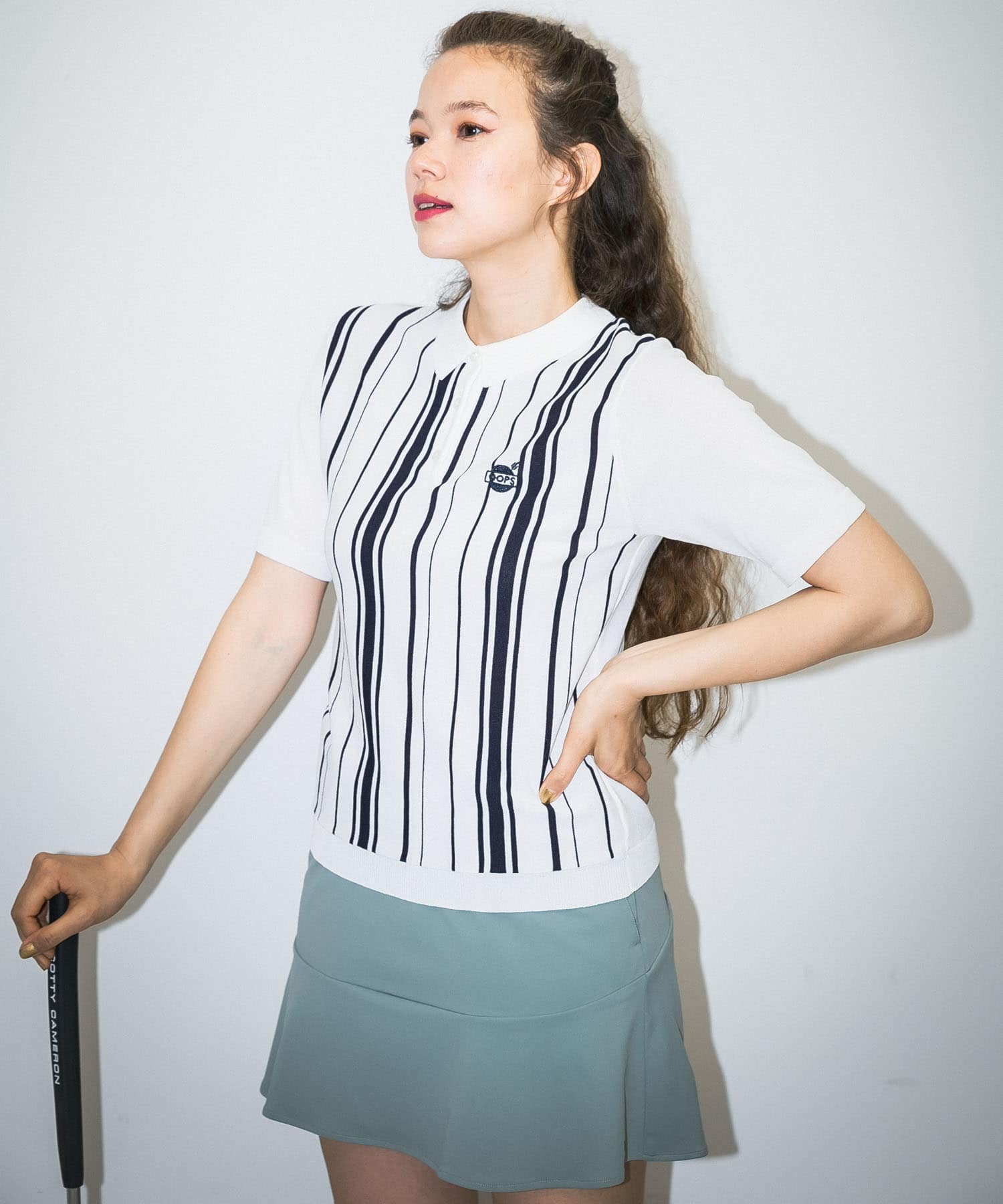 OOPS ストライプ半袖ポロシャツ(FREE WHT×NAVY): トップス｜URBAN