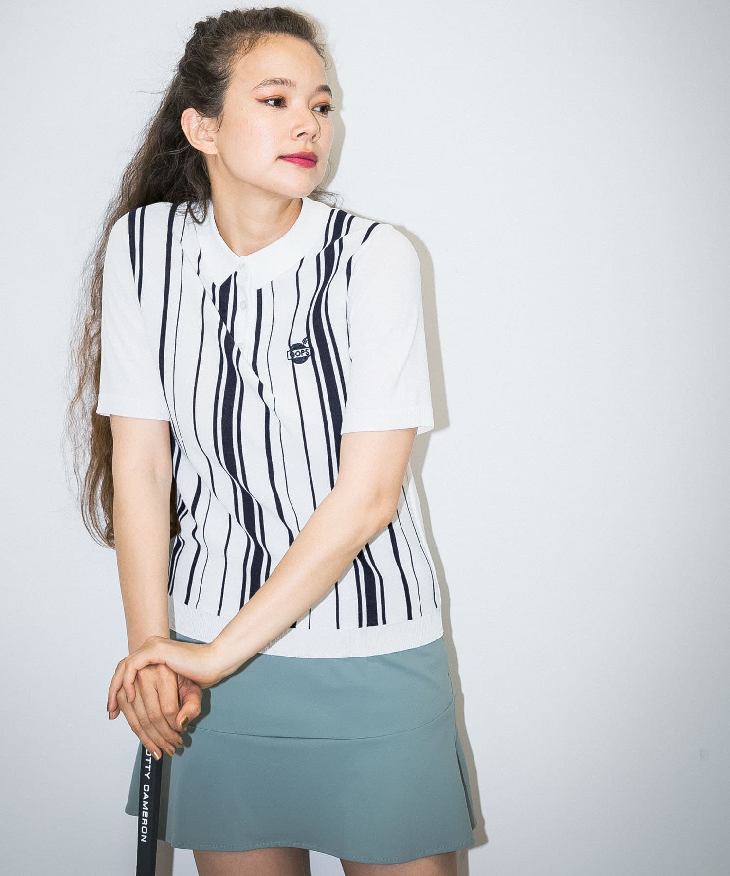 OOPS ストライプ半袖ポロシャツ(FREE WHT×NAVY): トップス｜URBAN