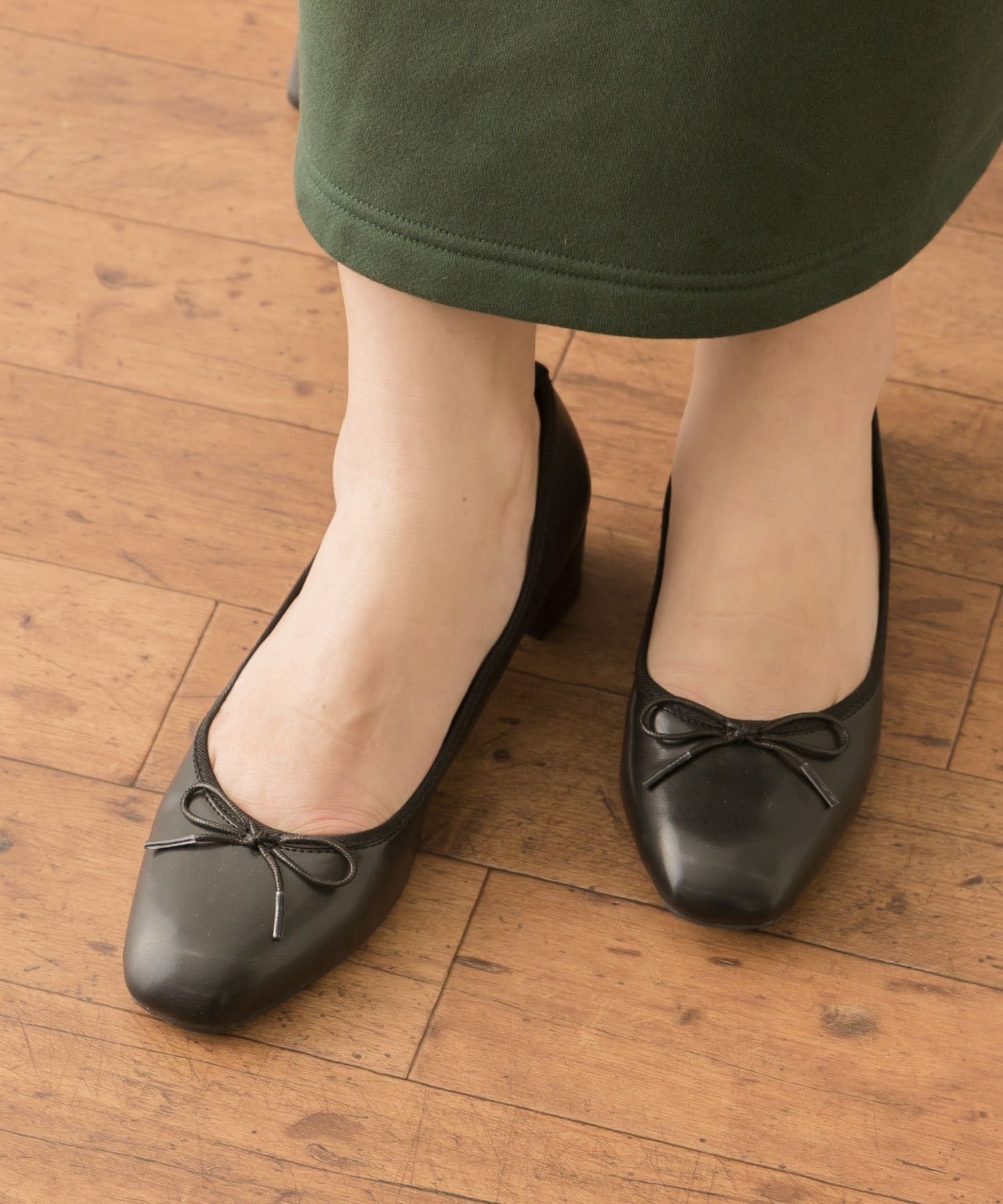 メタリックヒールバレエシューズ ブラック 36