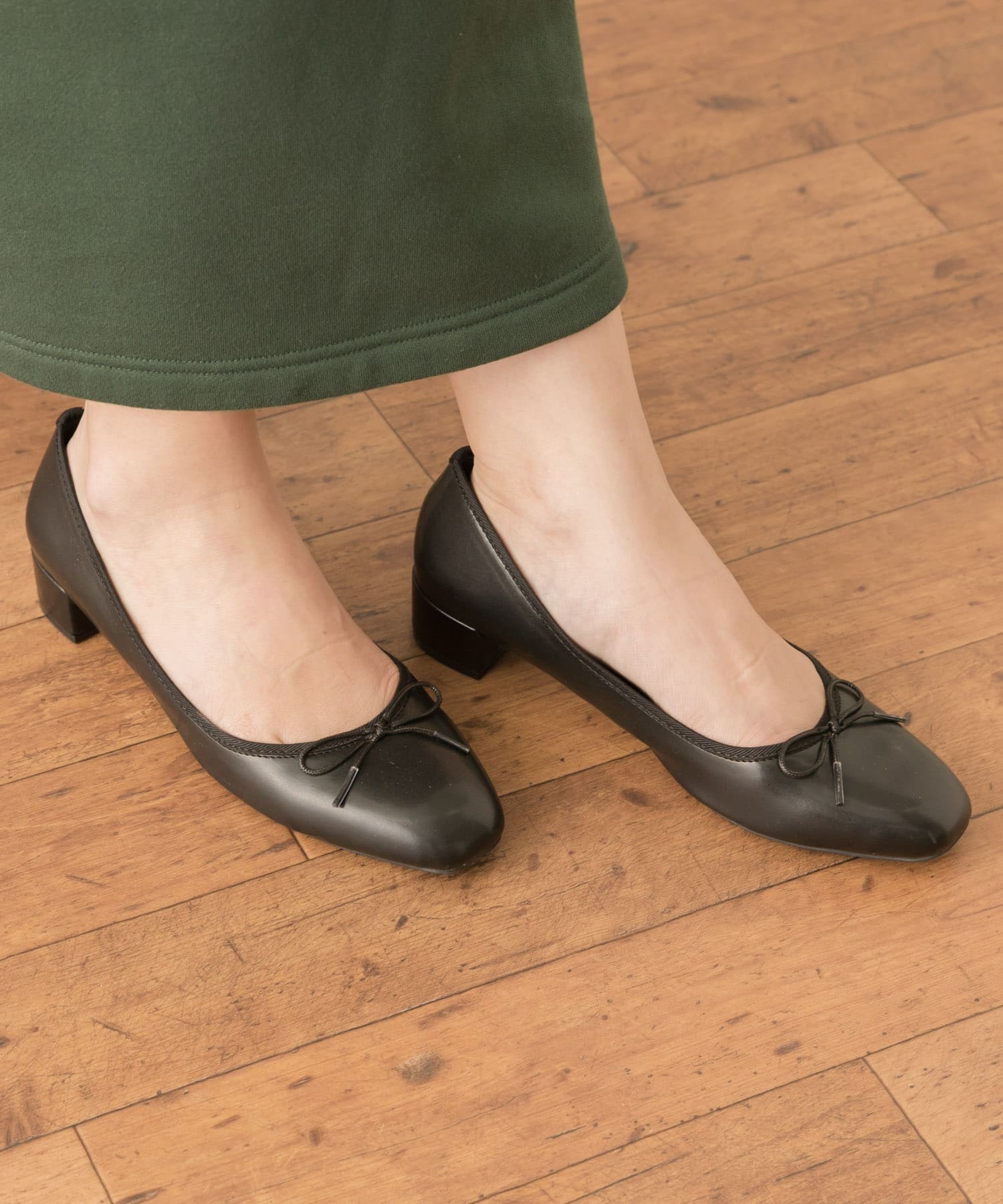 メタリックヒールバレエシューズ ブラック 36