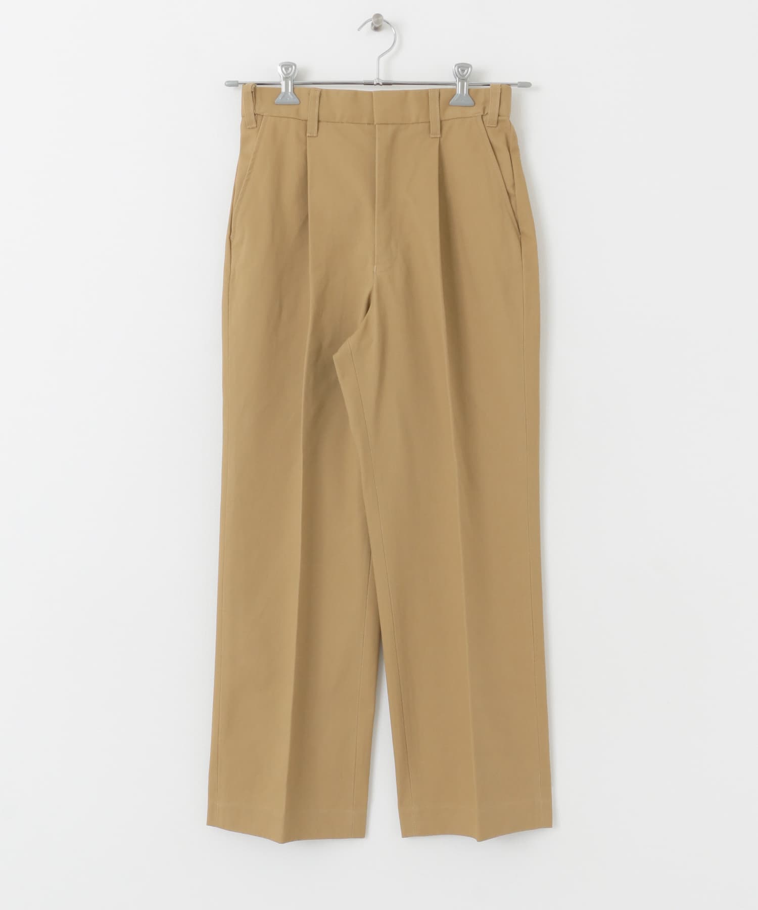 起毛チノストレートタックパンツ キャメル 36