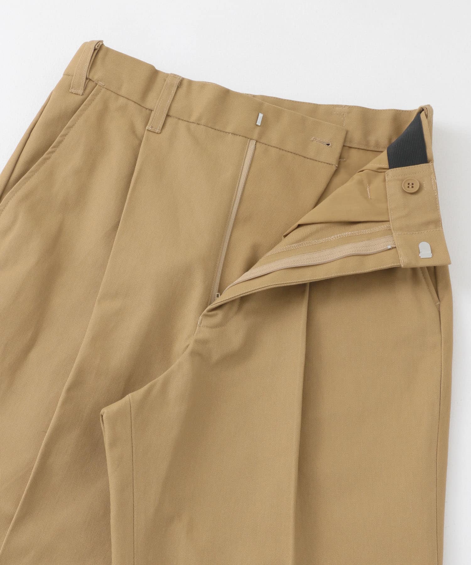 起毛チノストレートタックパンツ キャメル 36