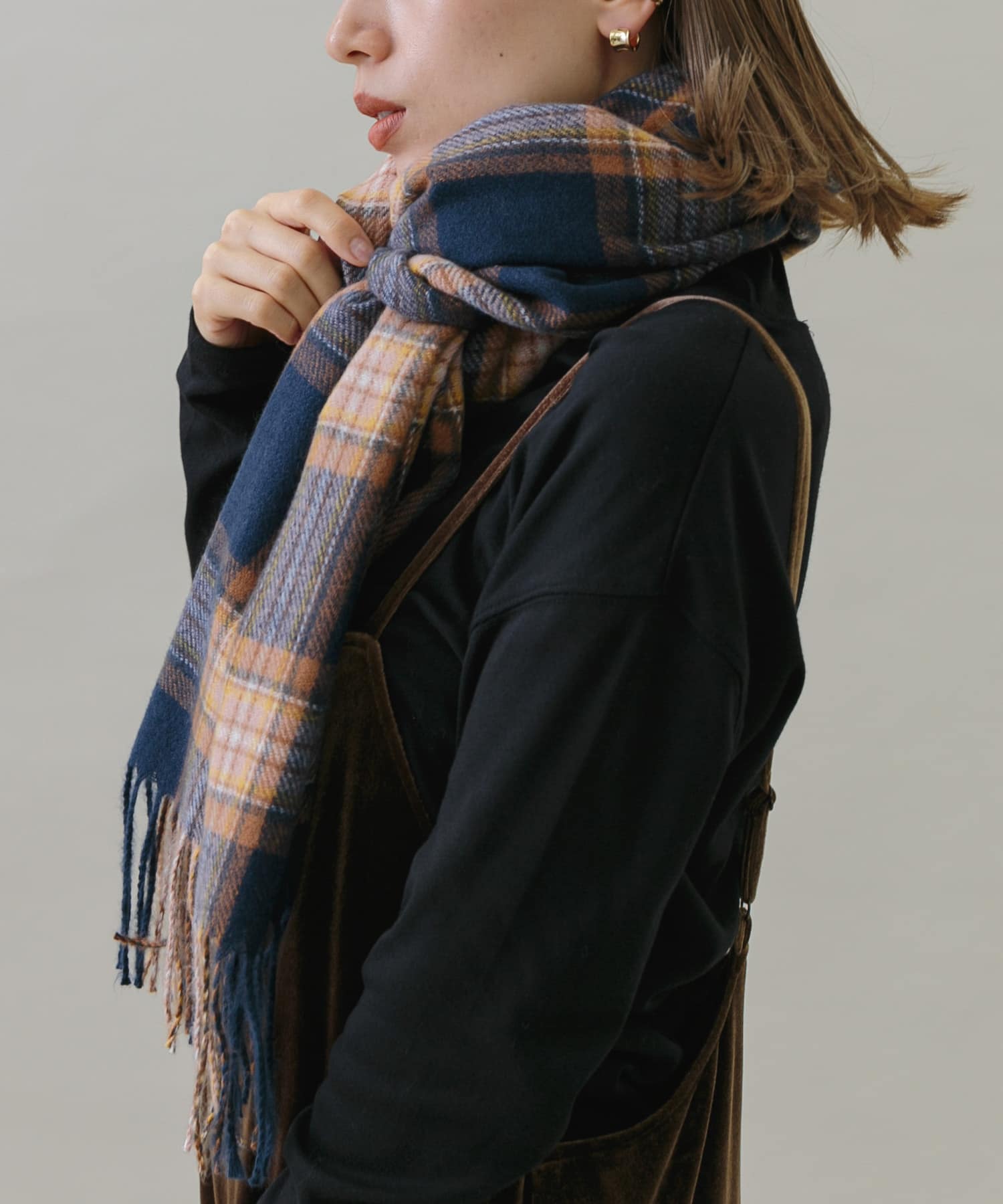 カシミヤタッチチェックストール(one オフ系): ファッション雑貨