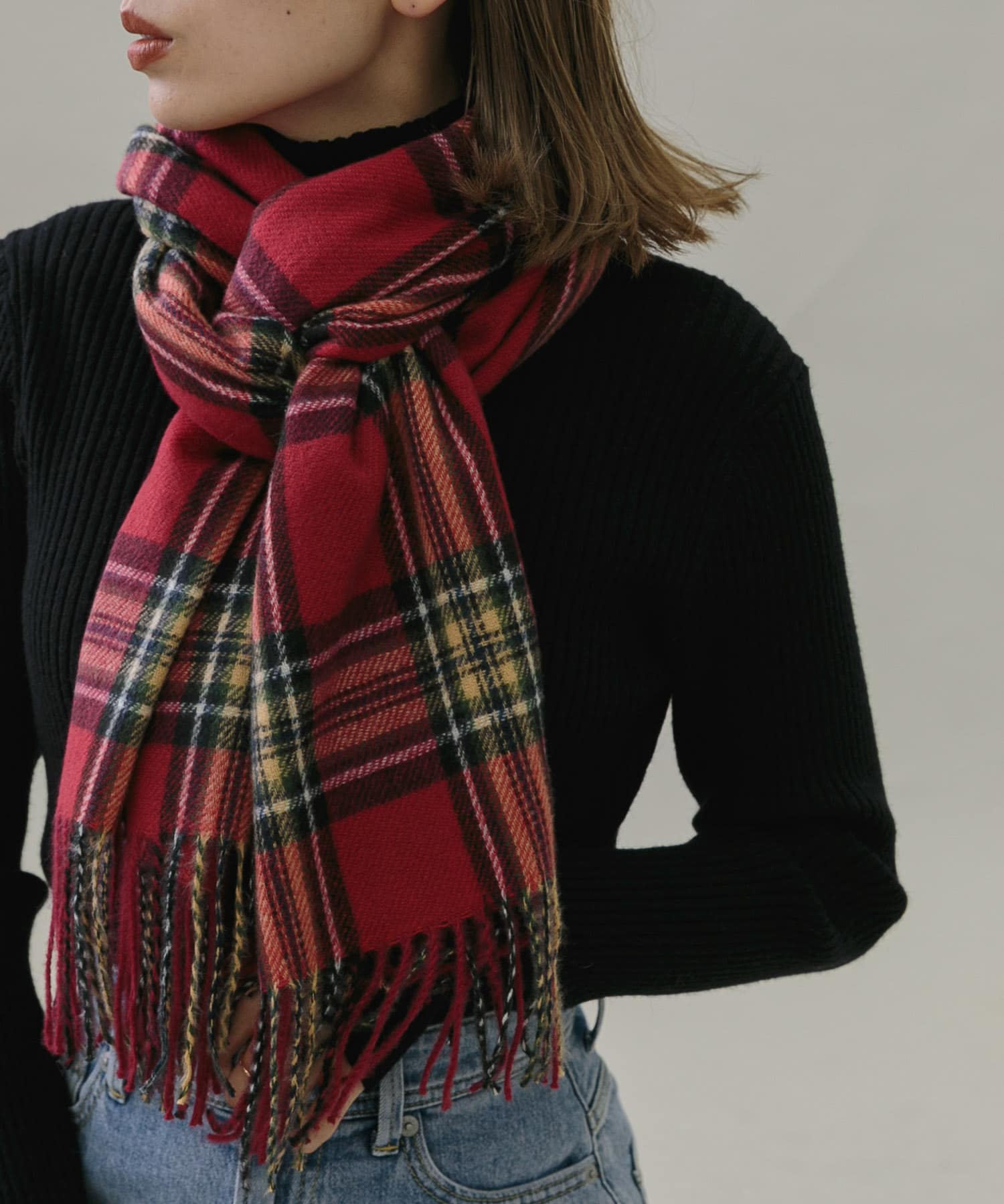 カシミヤタッチチェックストール(one オフ系): ファッション雑貨