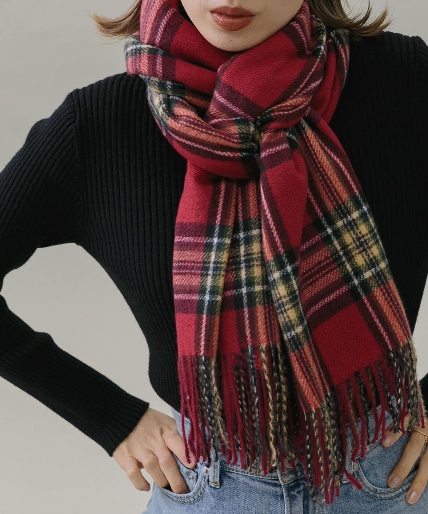 カシミヤタッチチェックストール(one オフ系): ファッション雑貨