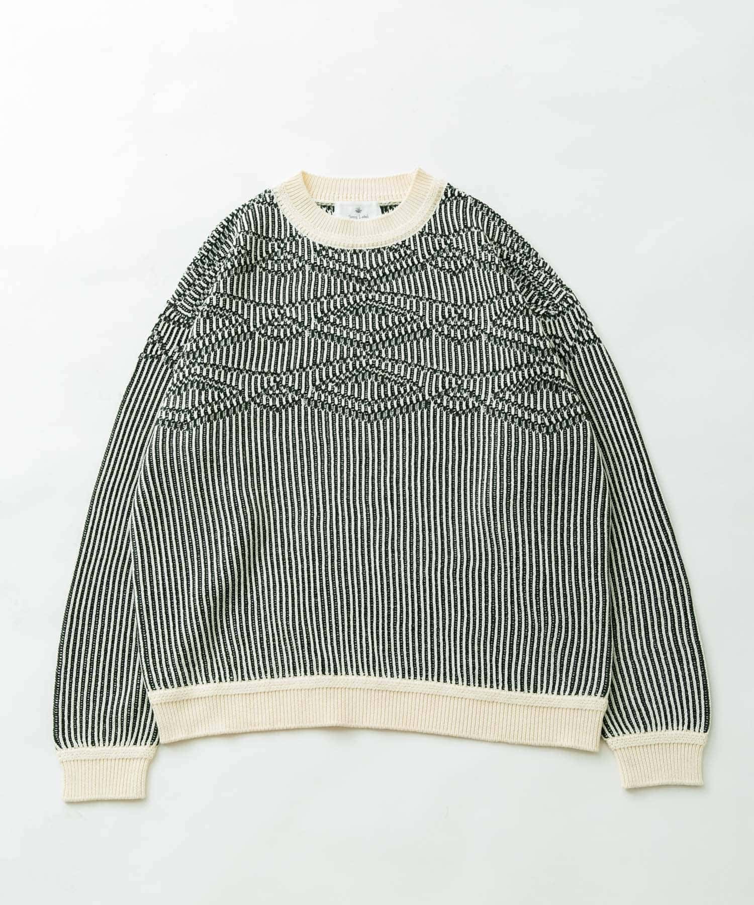 ジャガードクルーネックニットプルオーバー オフ L