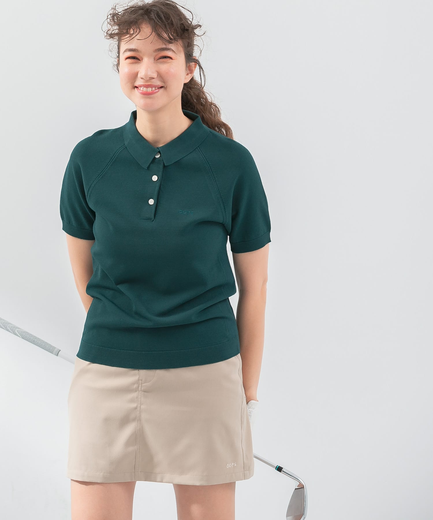 OOPS 半袖ラグランニットポロシャツ(FREE グリーン): トップス｜URBAN