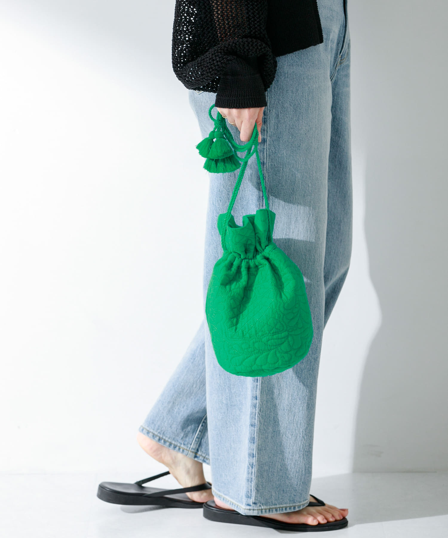 エンブロイダリーコットンポシェット グリーン one