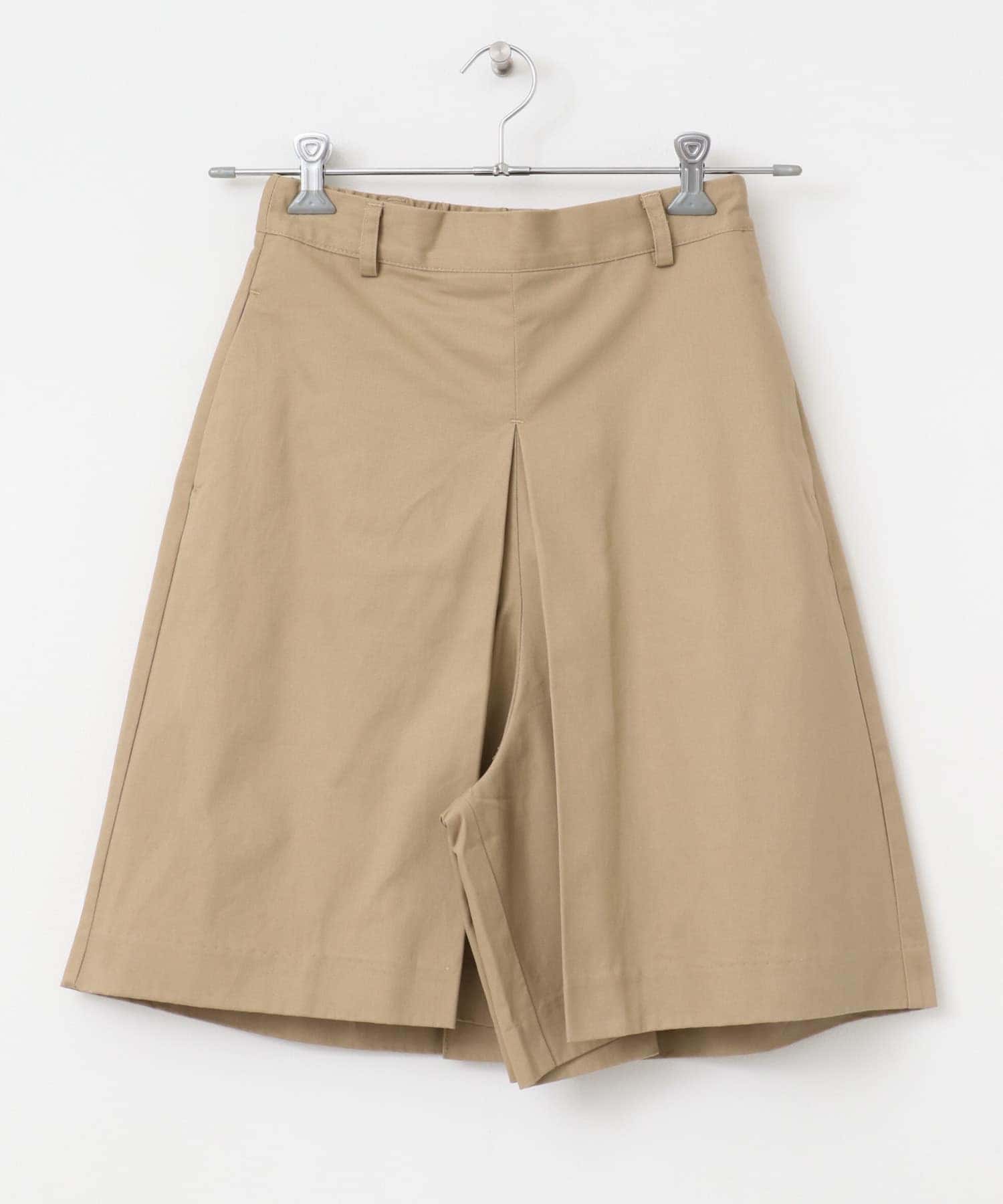 インバーテッドプリーツハーフチノパンツ ベージュ 36