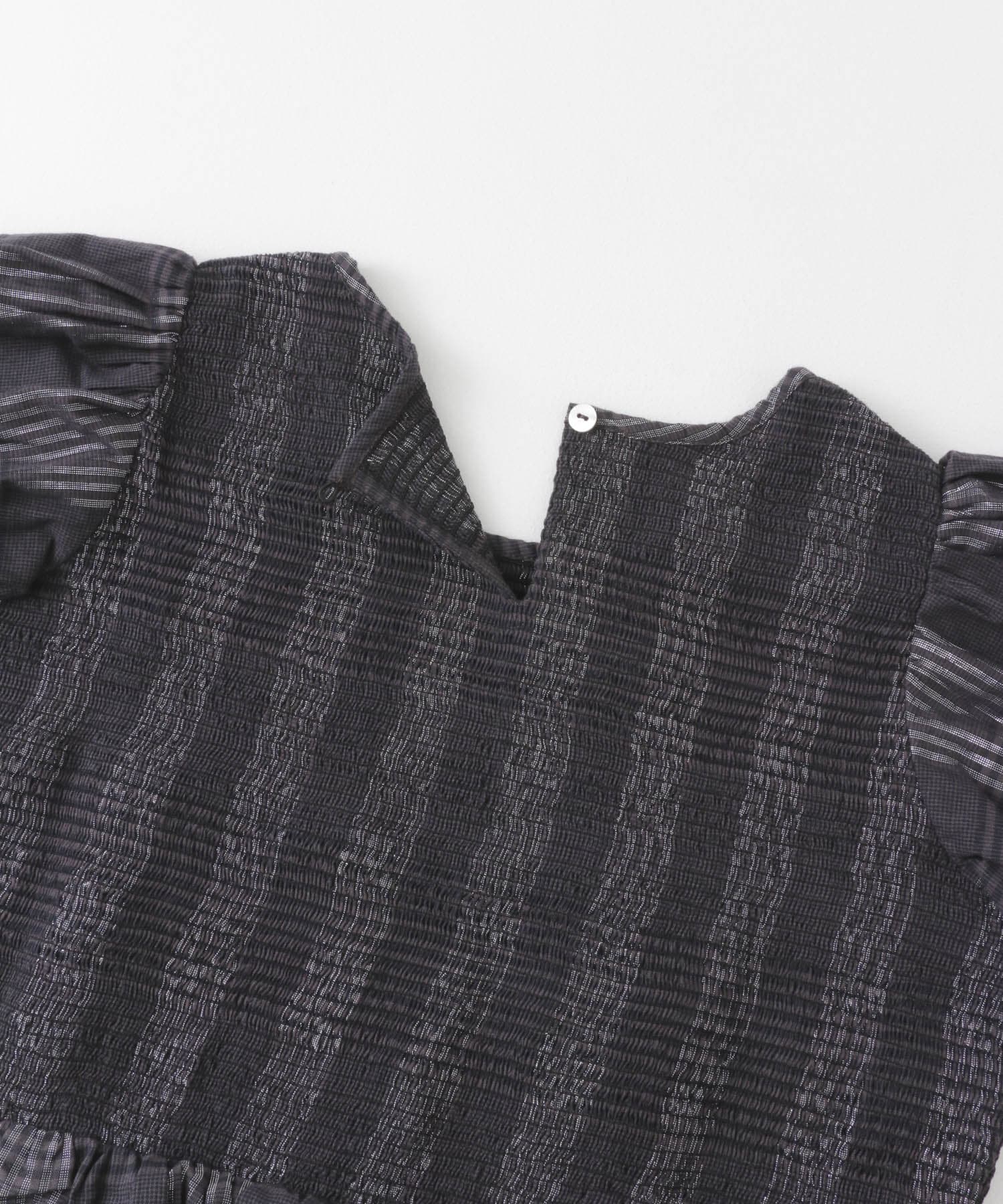 シャーリングシャイニーチェックワンピース ブラック系 FREE