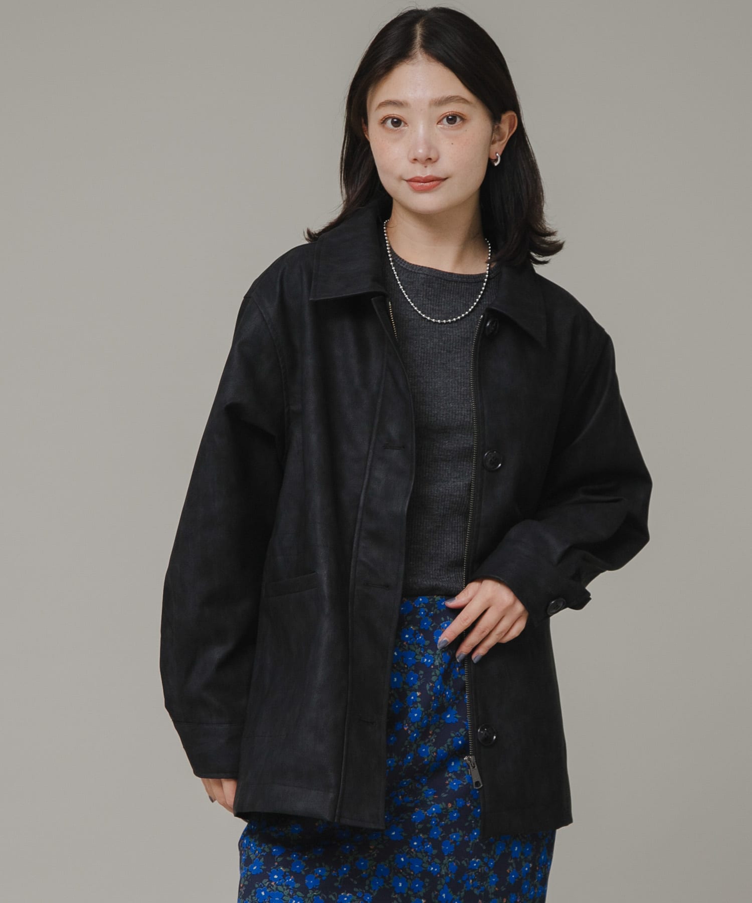 マットレザージャケットブルゾン