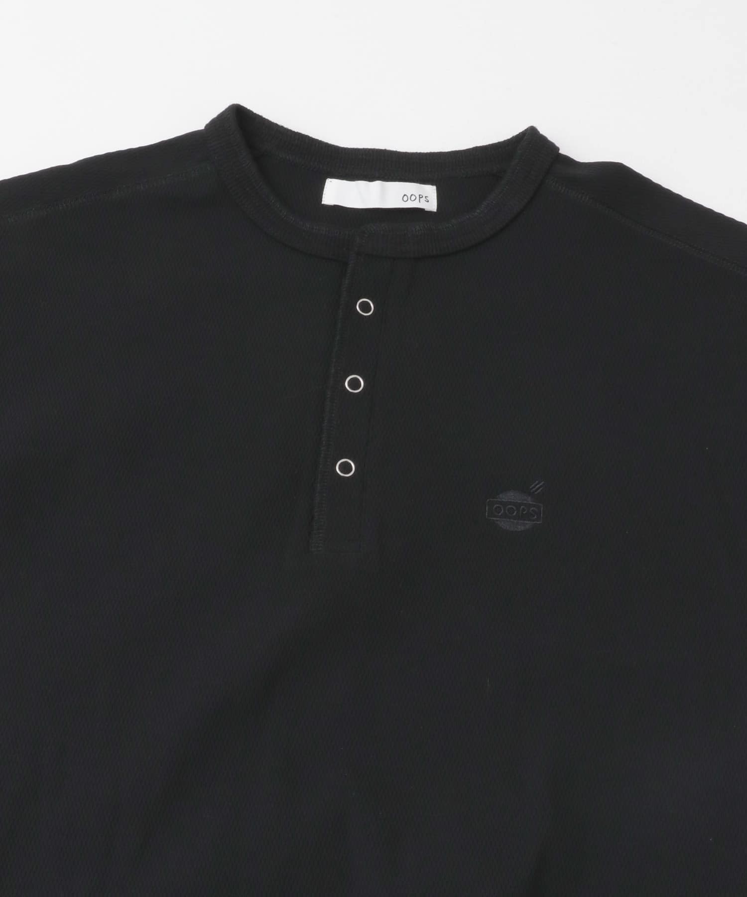 OOPS　サーマルヘンリーネックプルオーバー BLACK M