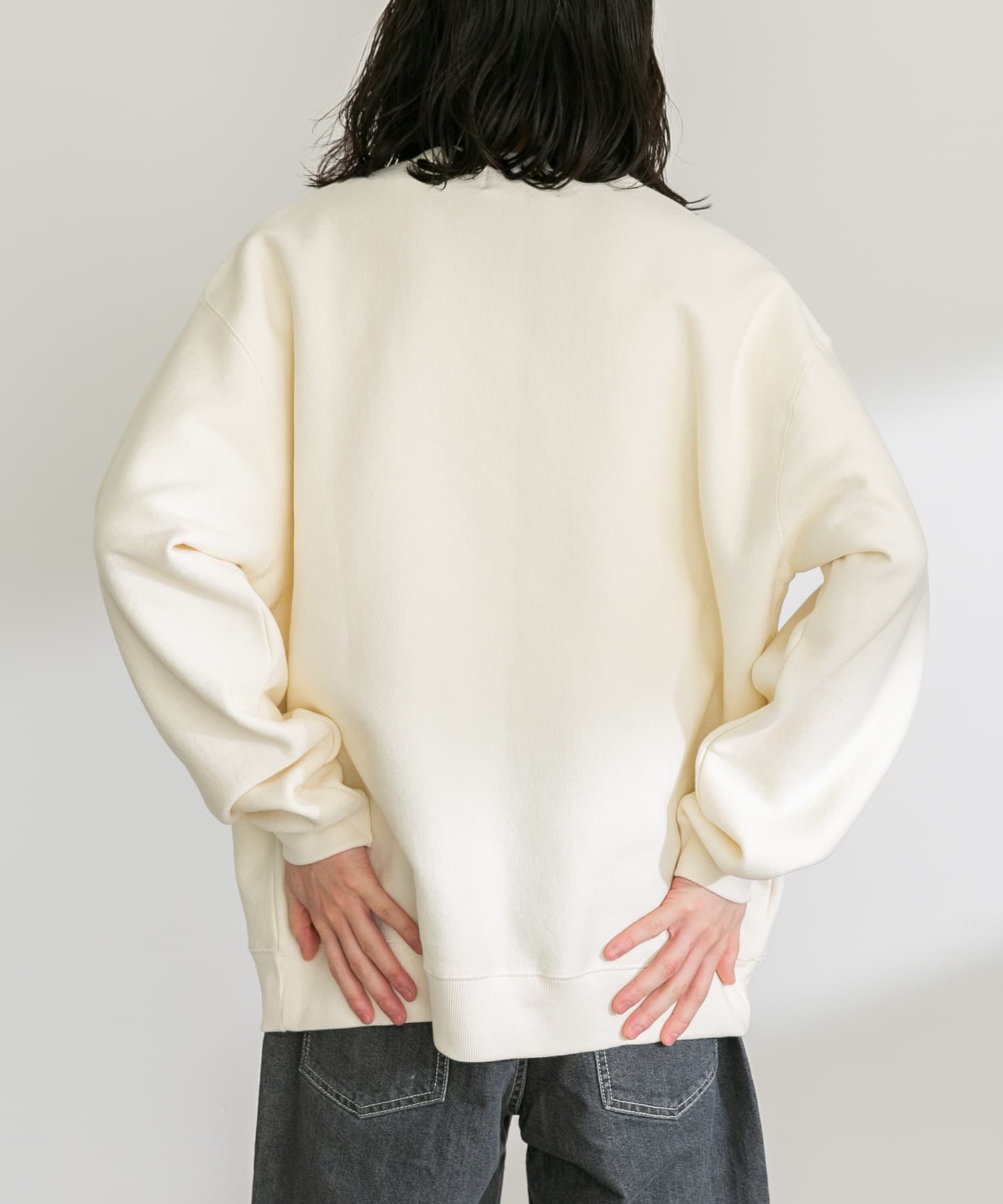 能代工業　スウェット オーバーサイズ ハーフZIP ライン柄 スウェット WY6411