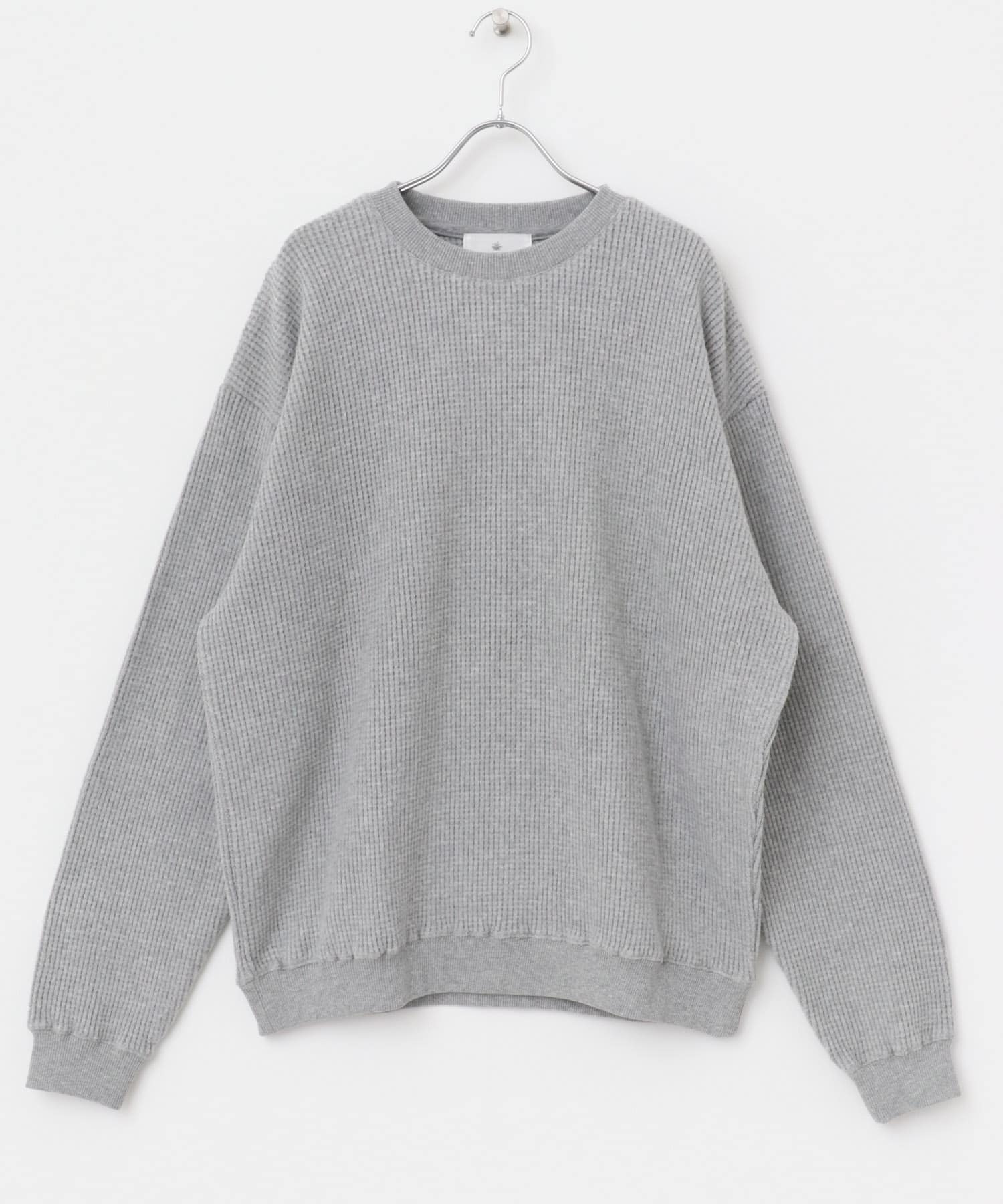 起毛ワッフルロングスリーブプルオーバー 杢グレー M