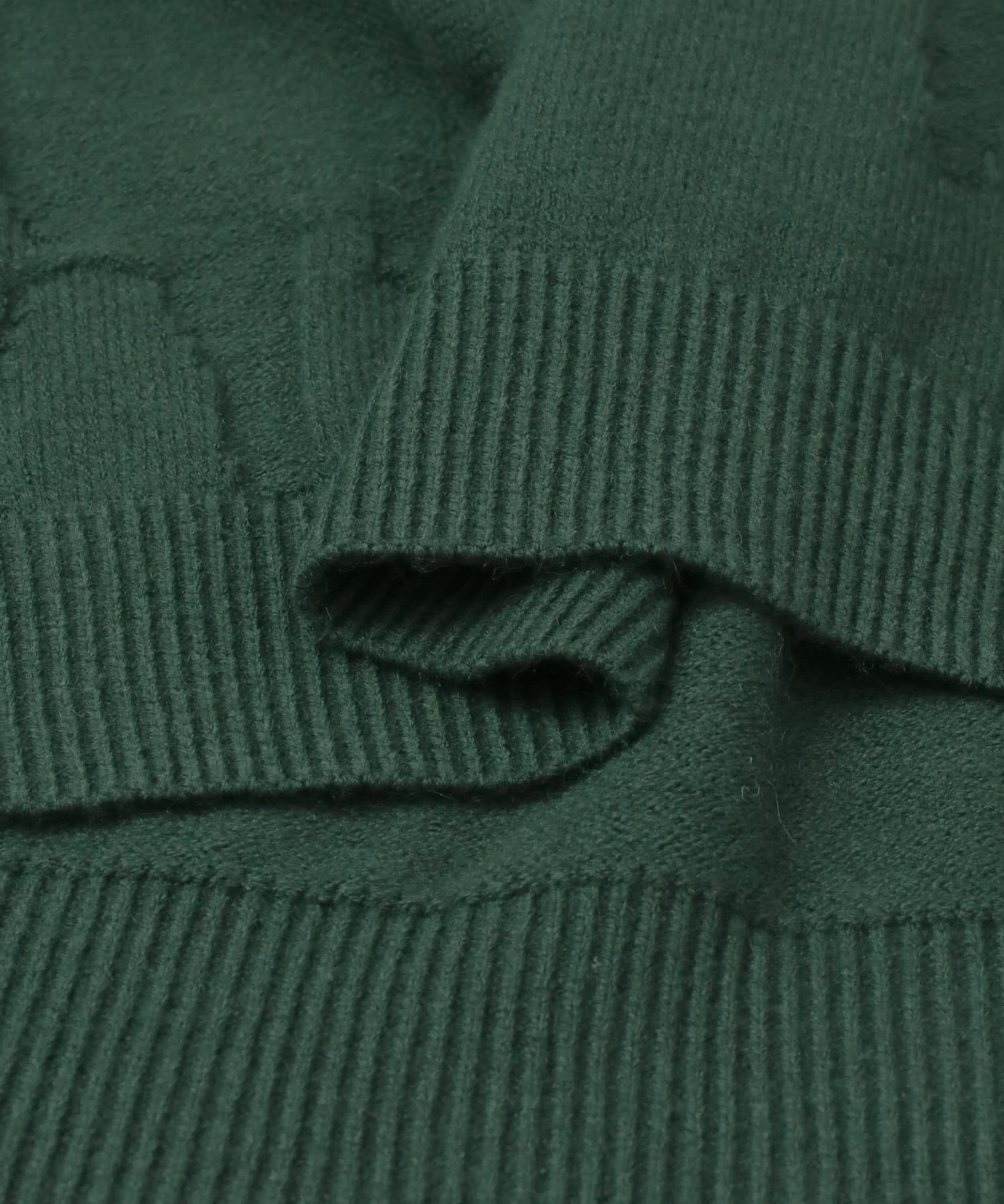 OOPS　ケーブル襟付きニットポロシャツ GREEN M