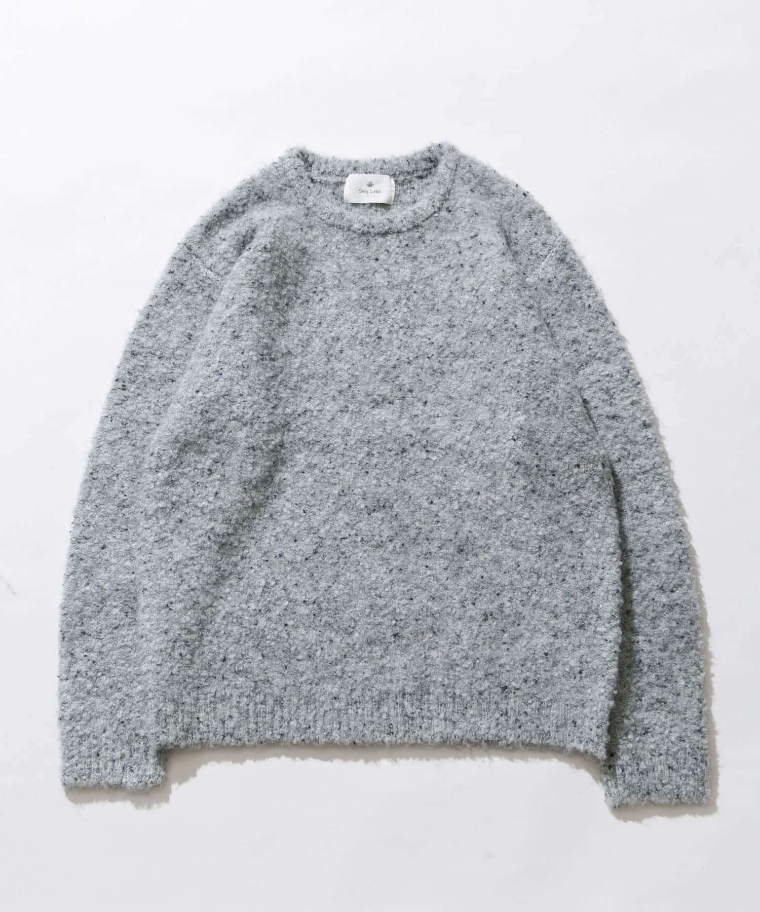 ミックスカラーブークレニットプルオーバー(M ライトグレー