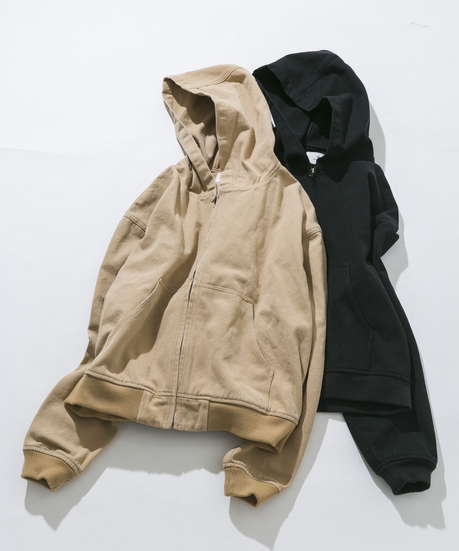ダックフーデッドショートブルゾン キャメル L