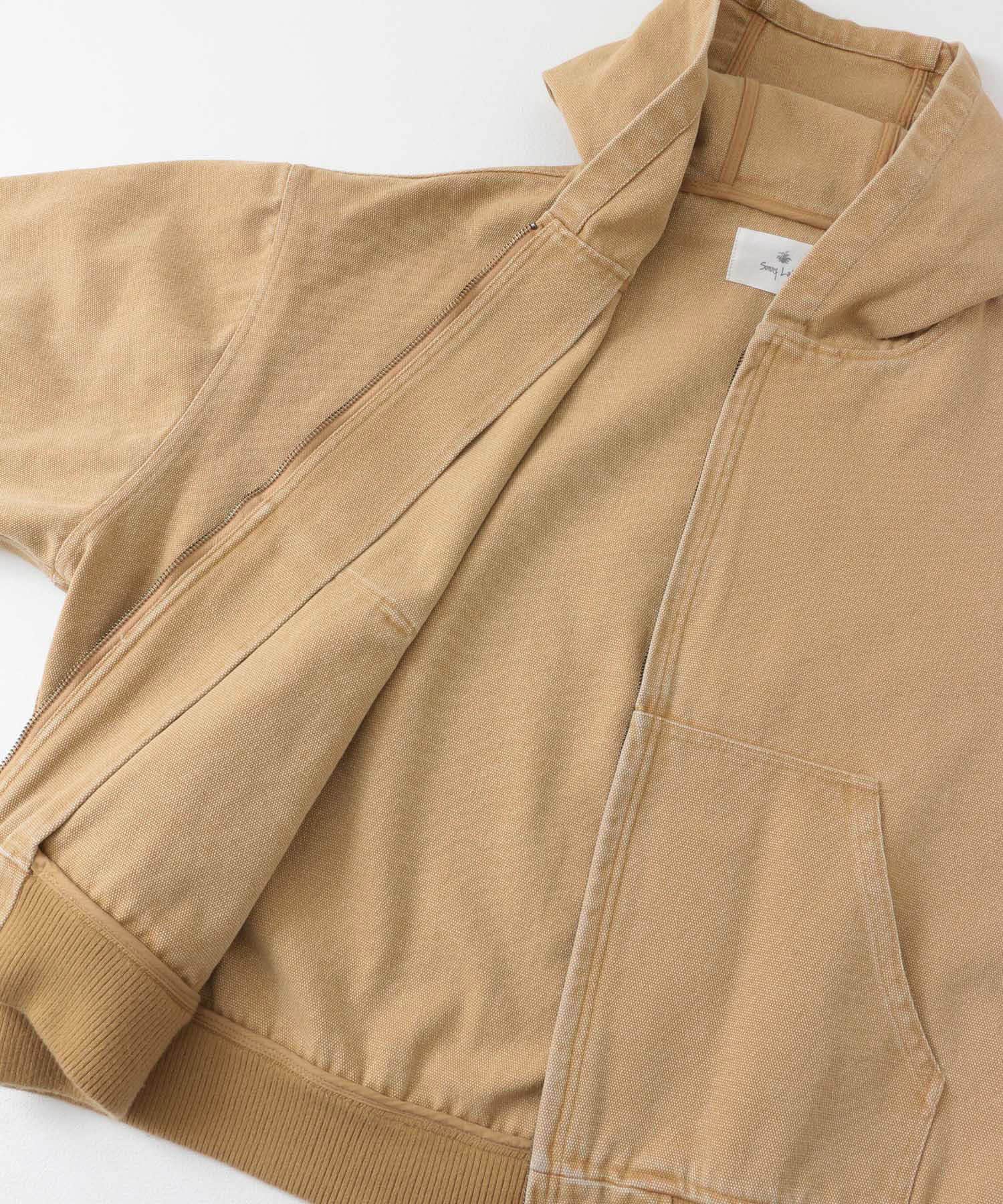 ダックフーデッドショートブルゾン キャメル M