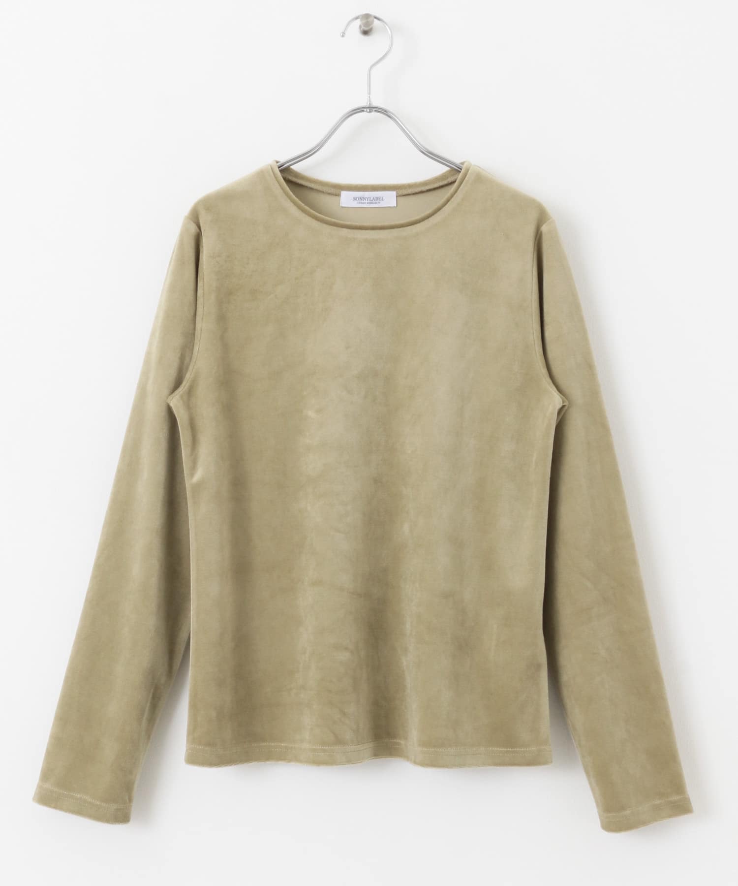 『UR TECH』ベロアロングスリーブTシャツ カーキ FREE